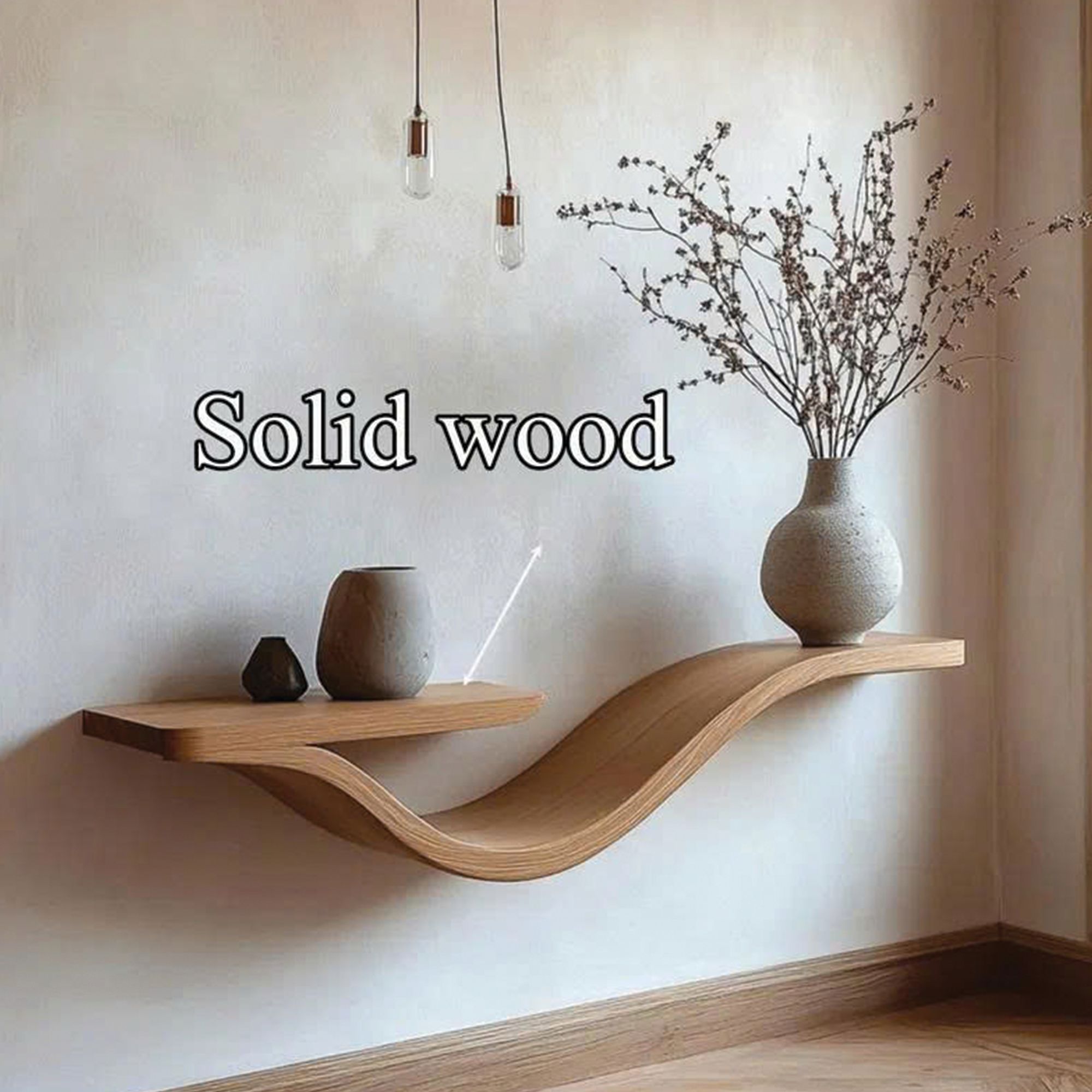 Rustic Wavy Floating Shelf Live Edge Decorative For Living Room SINLSAWV008