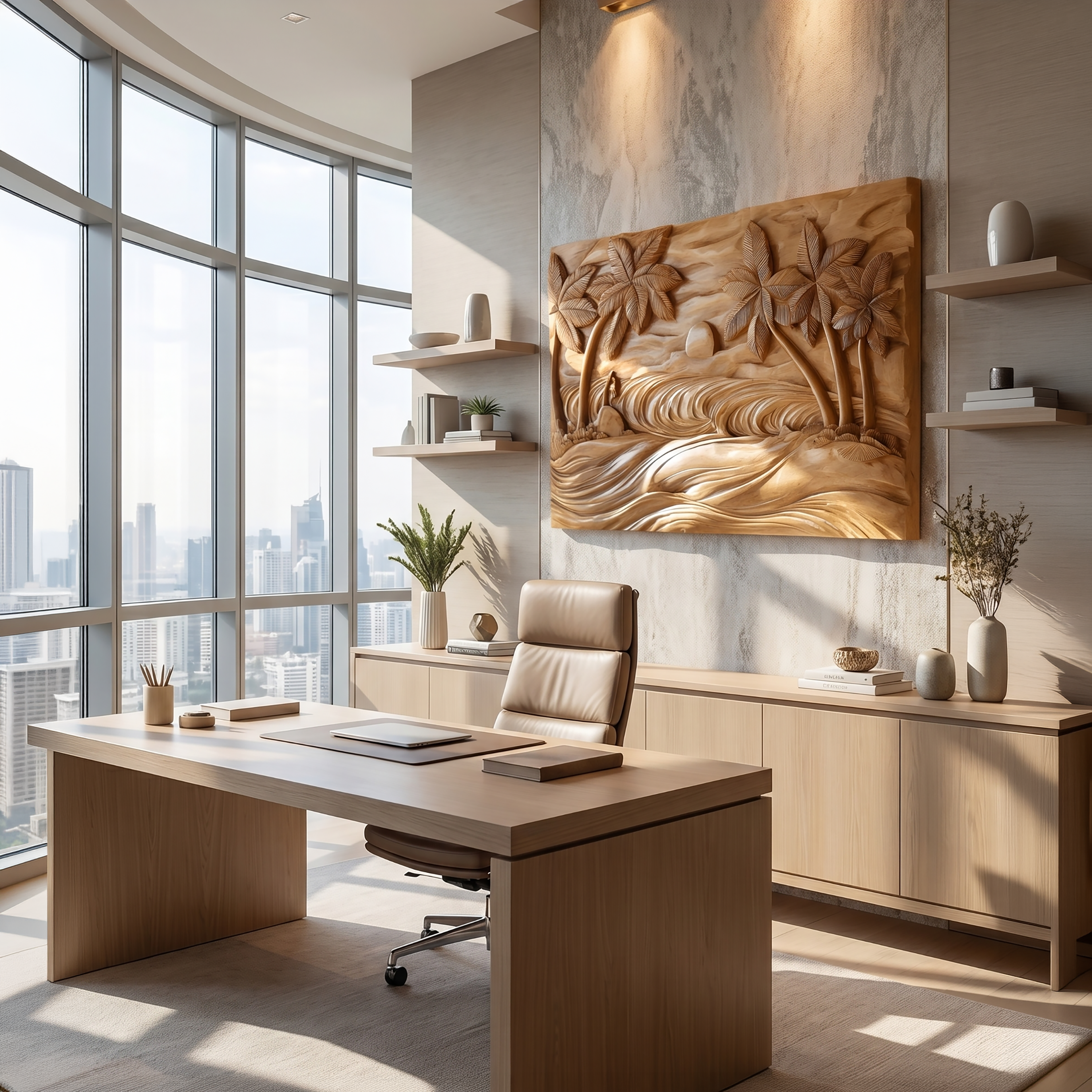 Round Ocean Wave Wood Wall Art For Luxury Coastal Interiors SILDTTRWA068