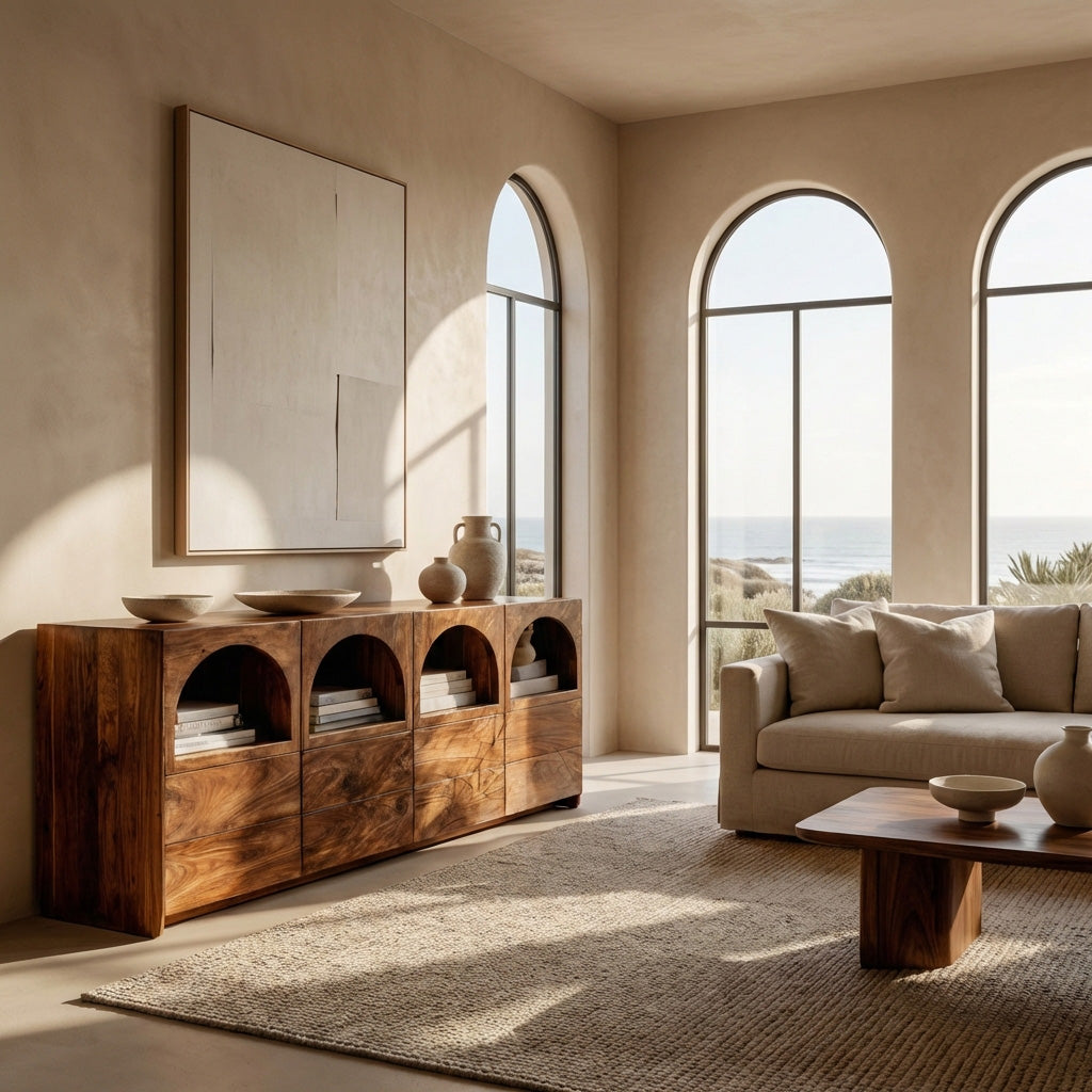Arched Niche Wooden Sideboard For Living Room RTTHHNSD032