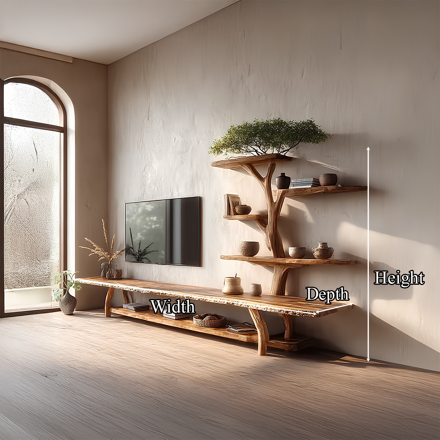 Custom Shelf TV Solid Wood Handmade Gift SINLSATB235