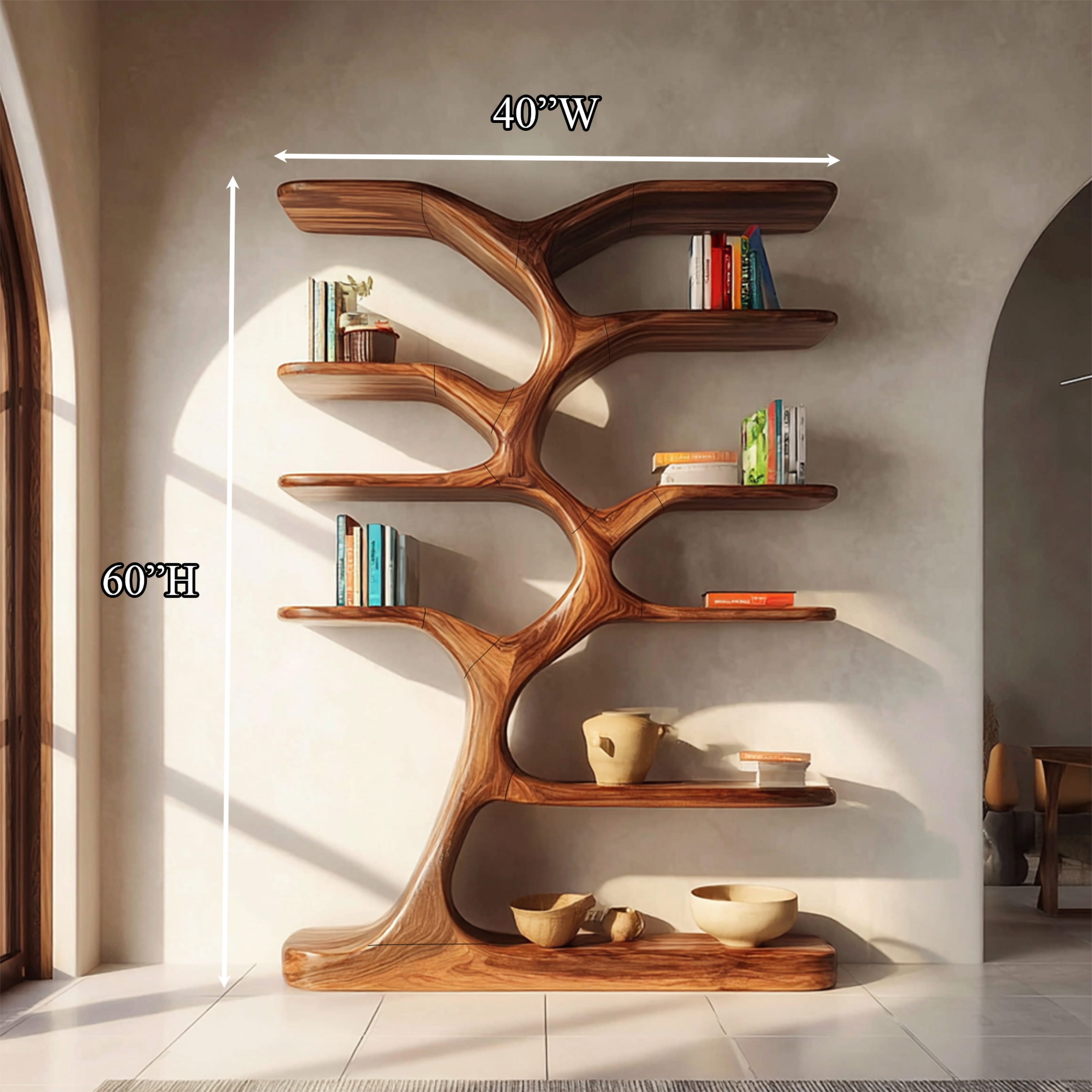 Entryway Bookshelf Natural Wood Modern Decor Gift SINLSATB196