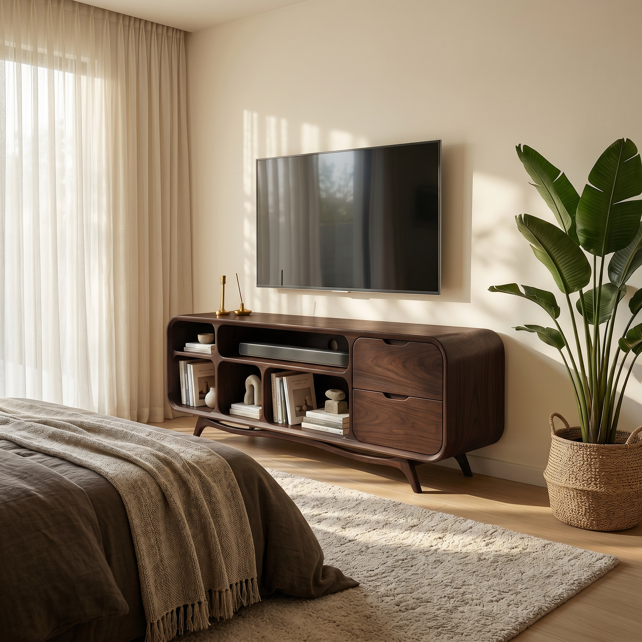 Organic Modern TV Stand For Luxury Apartment SILDTTRTVC080