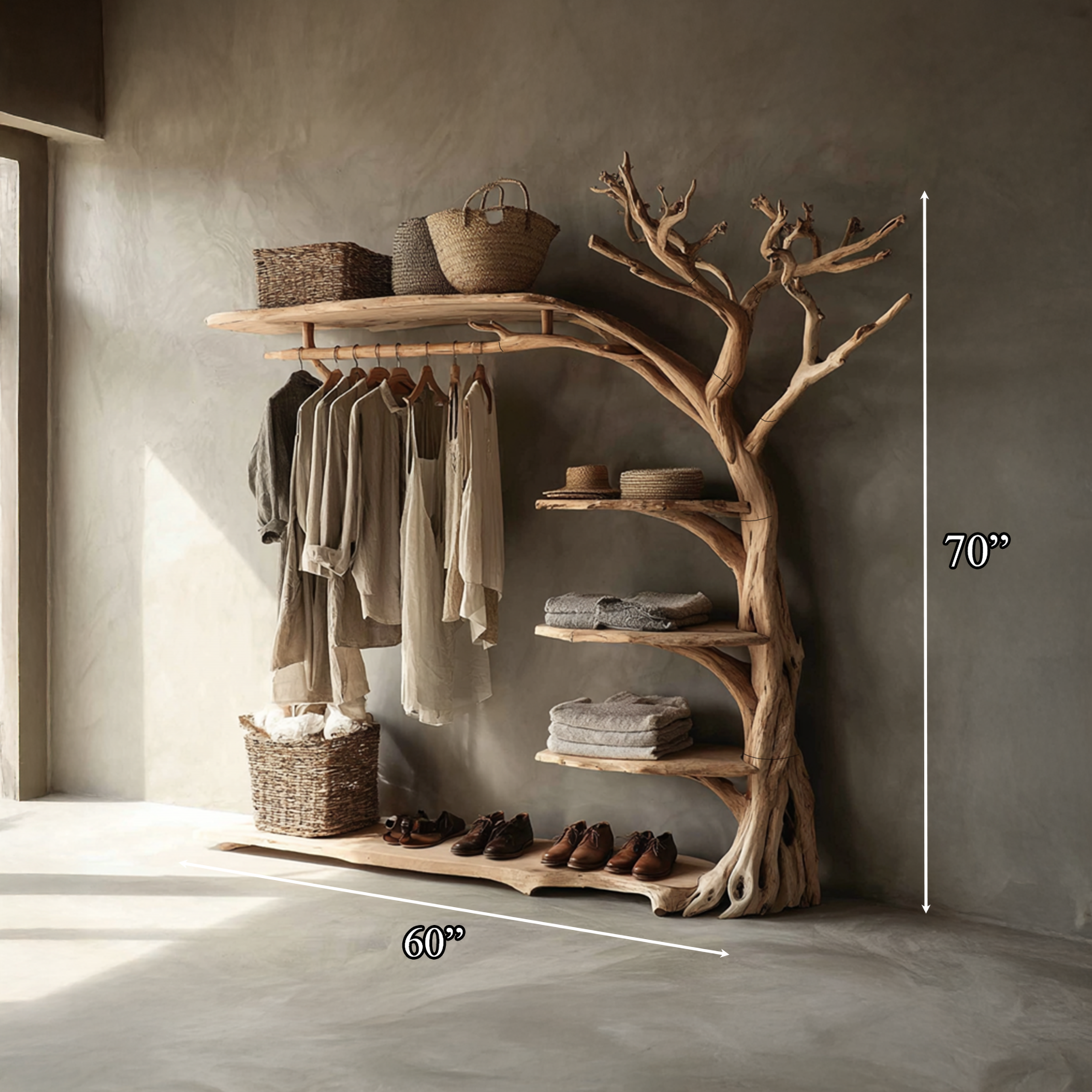 Rustic Coat Rack Shoe Shelf Entryway SINLSATB214