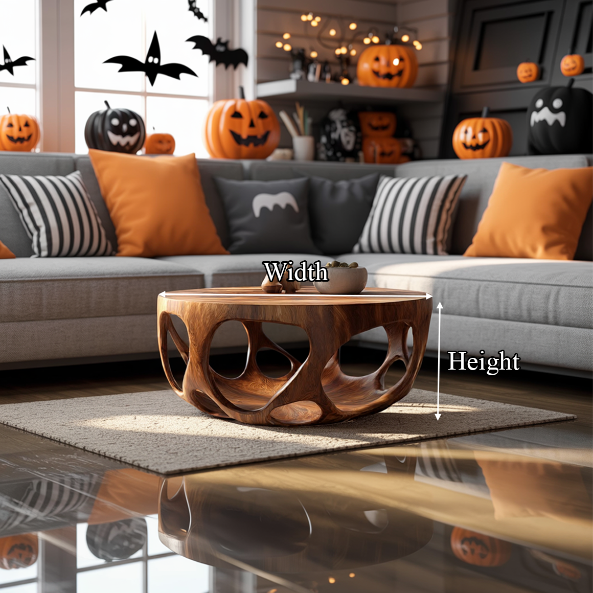 Mid Century Halloween Coffee Table Natural Wood Living Room SINLSAHW023