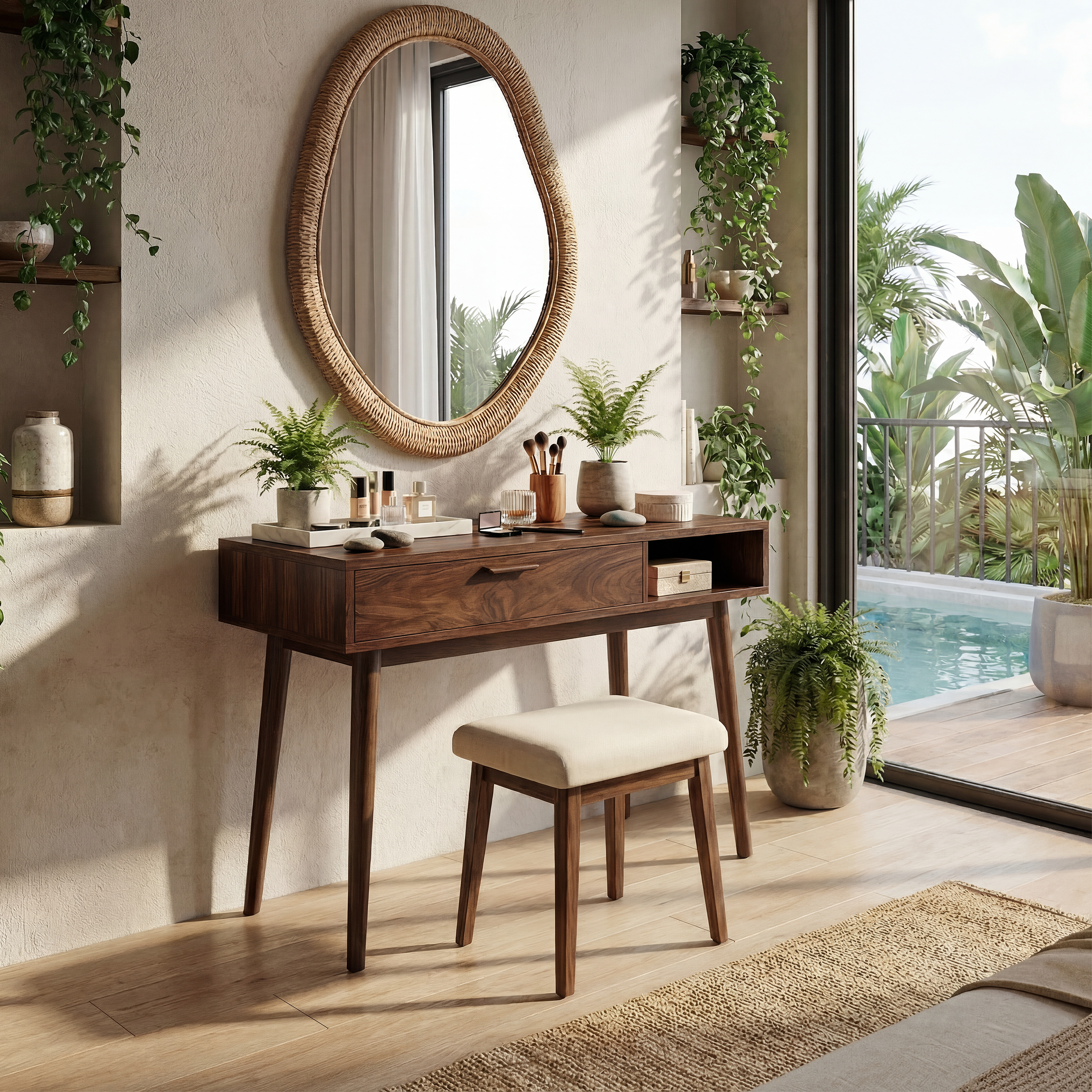 Japandi Makeup Desk Bedroom Dressing Area Personal Beauty Space SILDTTRMV016