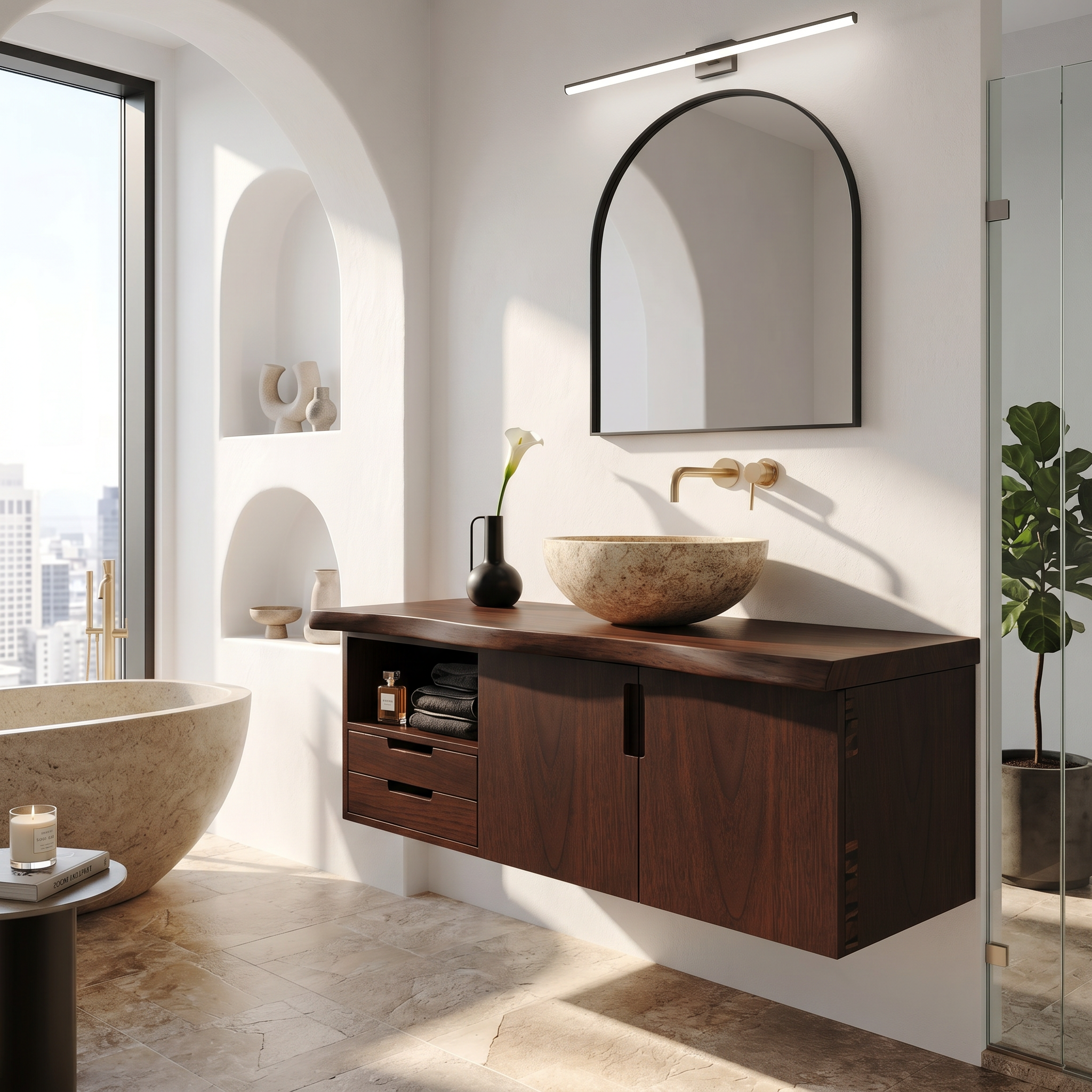 Modern Double Sink Vanity Lake House Bathroom SILDTTRBRV196
