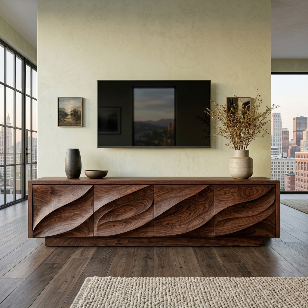 Modern Organic Wood TV Cabinet For Living Room RTTHHNTVC091