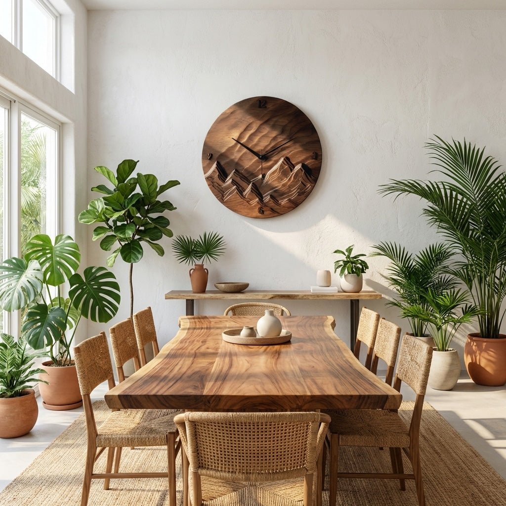 Rustic Wood Landscape Wall Clock For Living Room RTTHHNWAC016