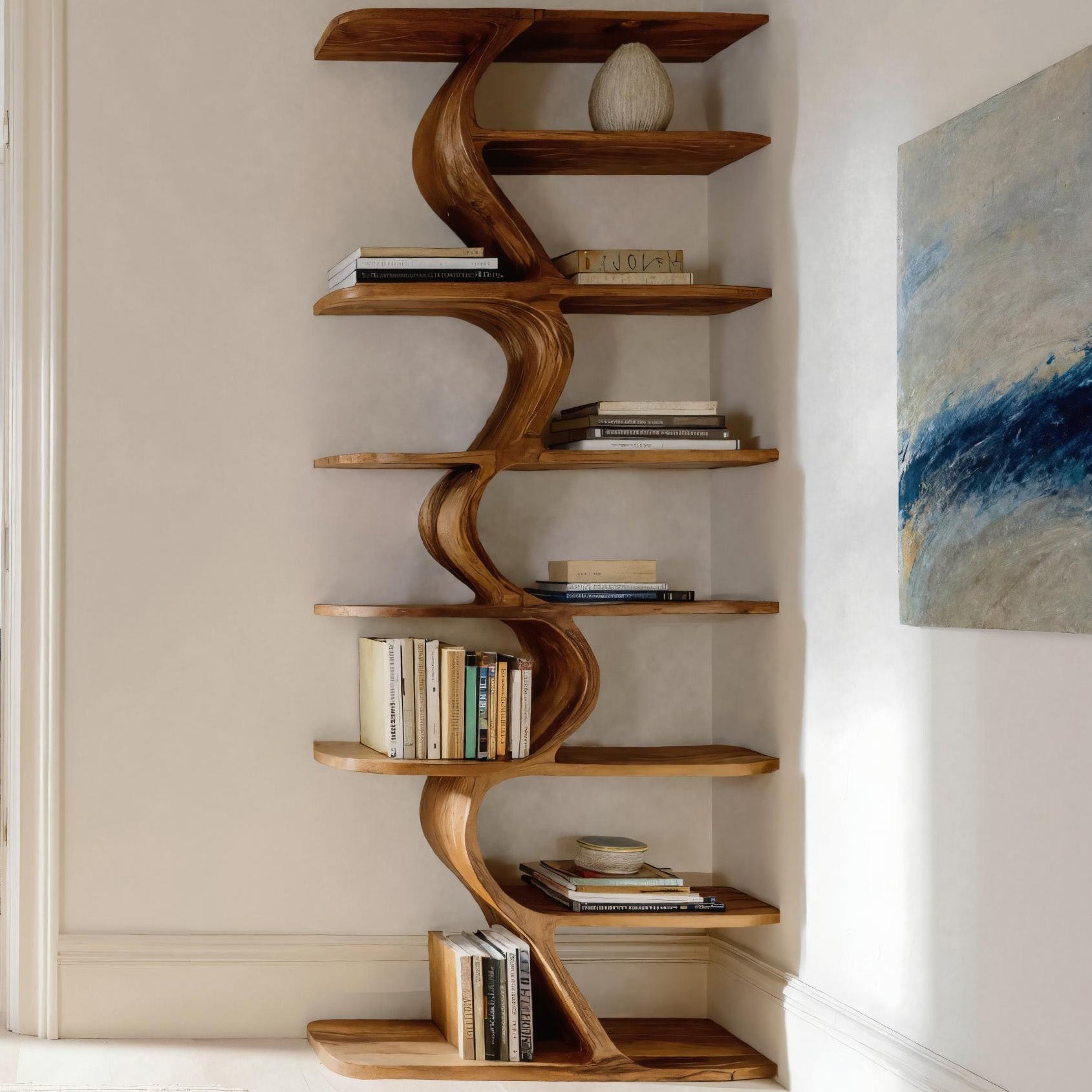Organic Bookshelf For Living Room Interiors RTTHHNBS076