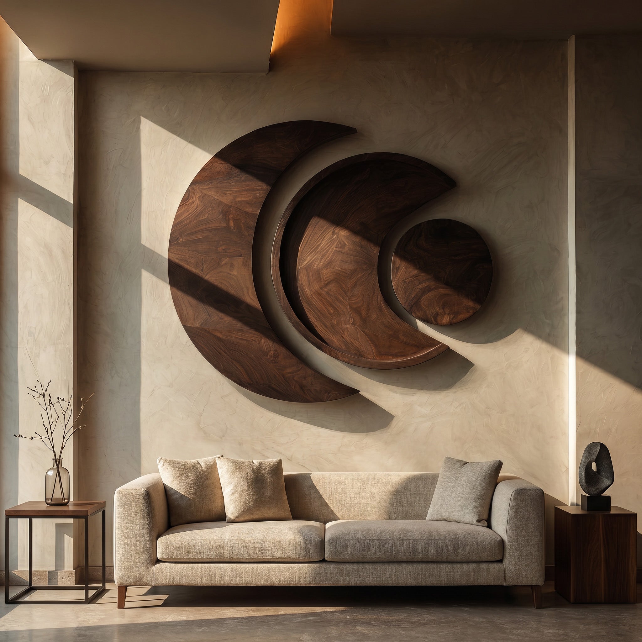 Contemporary Moon Phase Wood Wall Art For Living Decor RTTHHNWA204