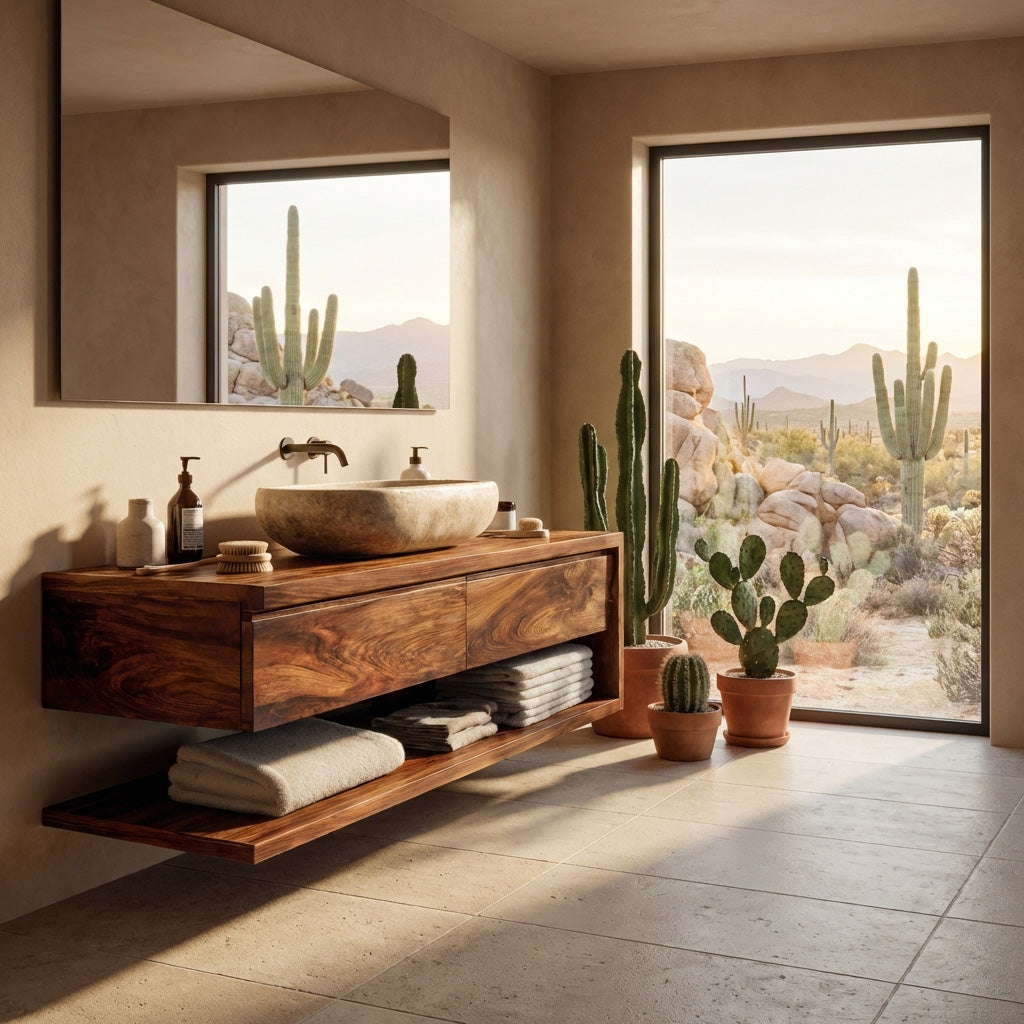 Contemporary Wall Mounted Wood Bathroom Vanity For Bathroom RTTHHNBRV008