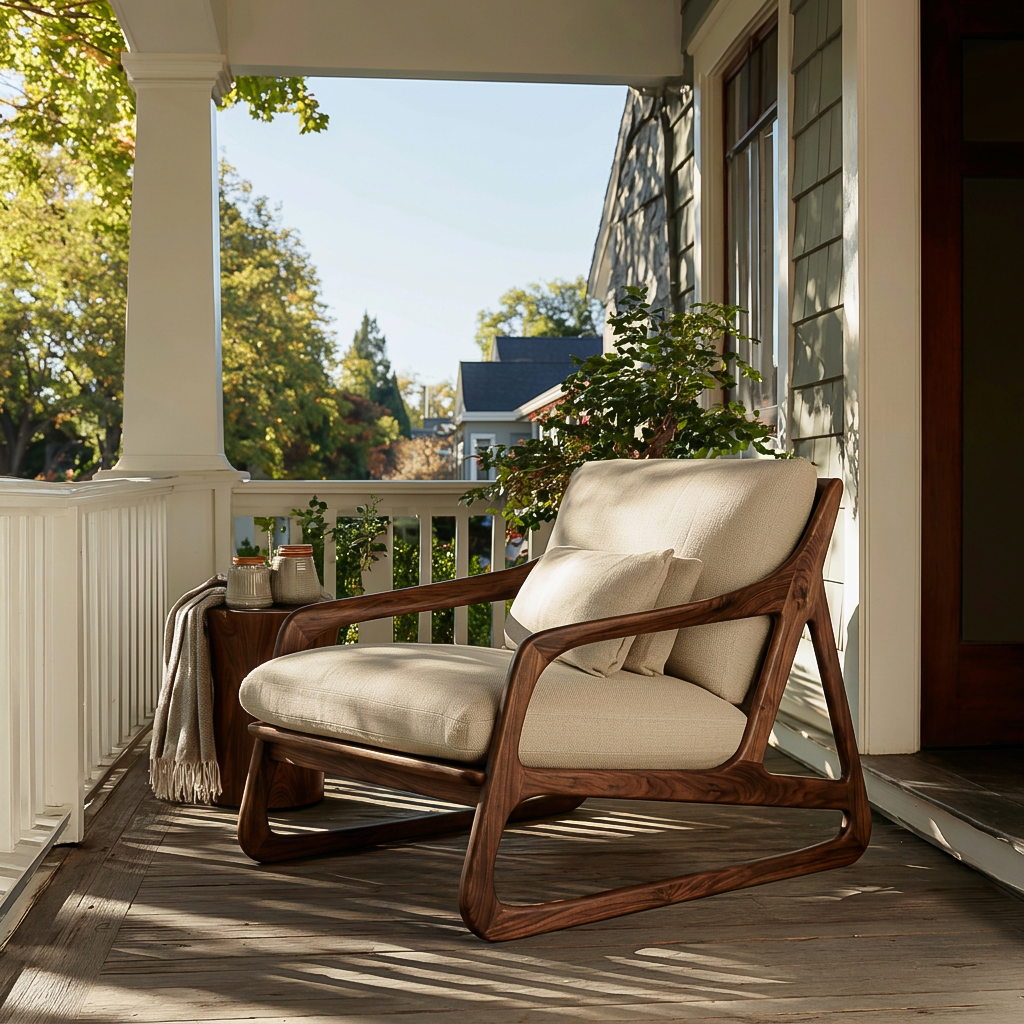 Artistic Wood Chair With Curved Structure For Home Balcony RTTHTTACC026