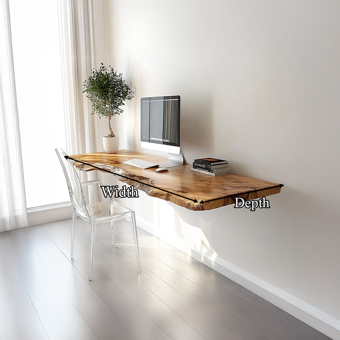 Rustic Live Edge Floating Shelf Desk Office Or Living Room SINLSAFL286