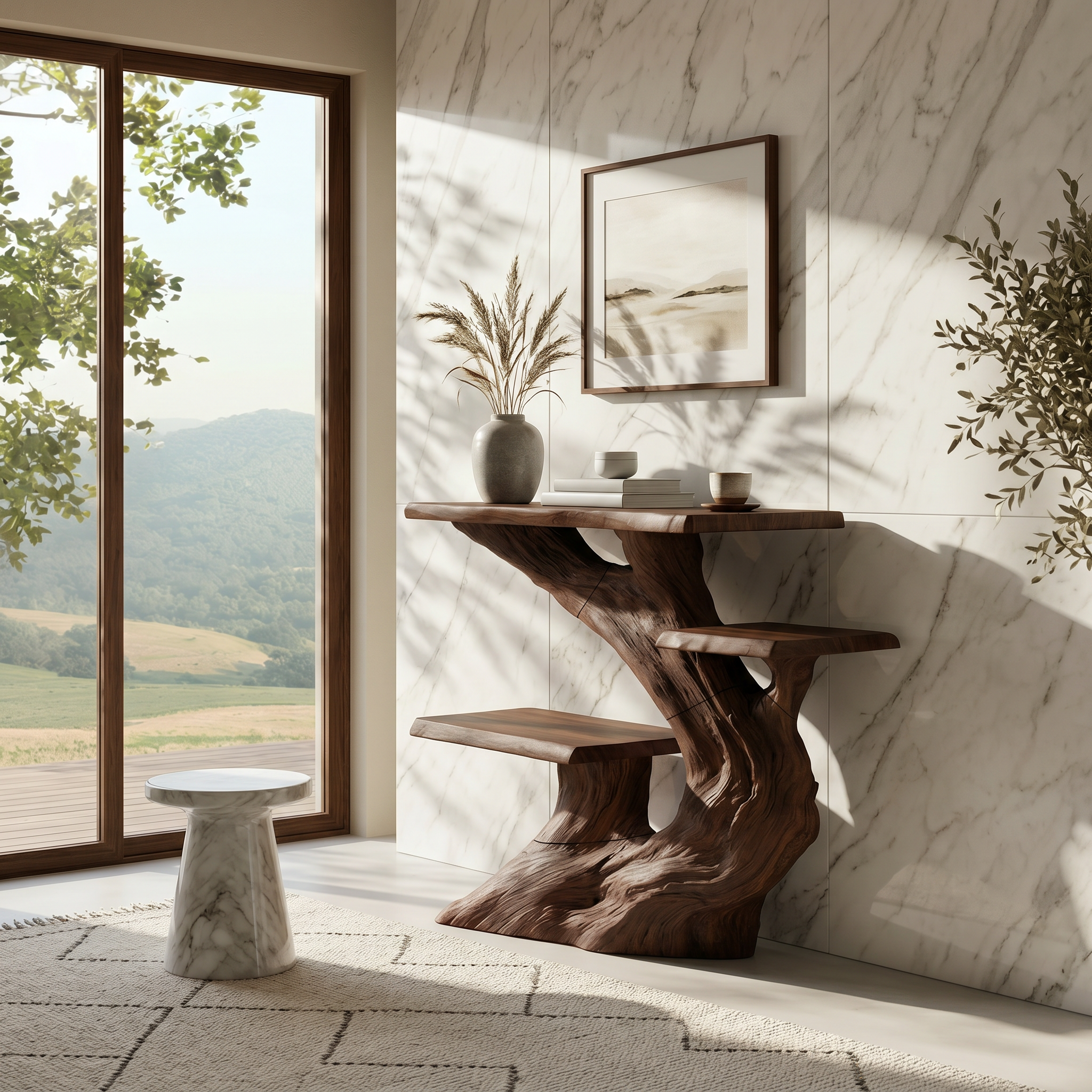 Mountain Charcoal Wood Console Shelf For Patio Styling SILDTTRCS061