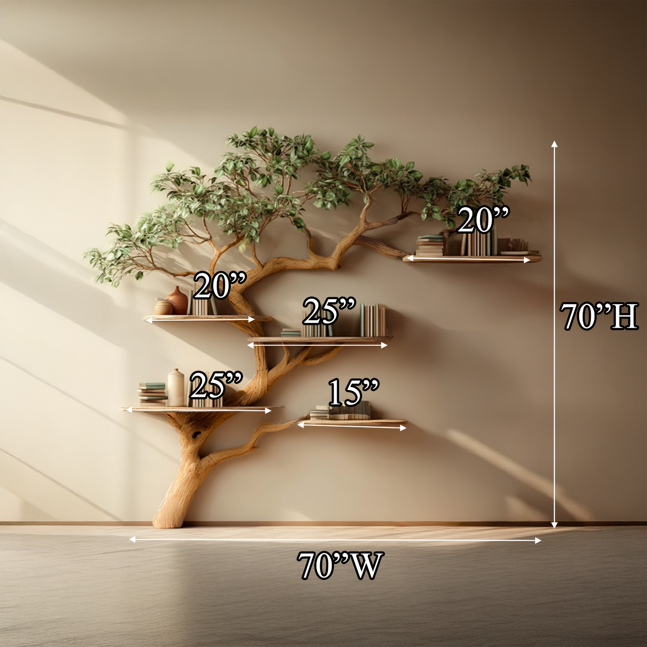 Midcentury Tree Bookshelf Living Bedroom SINLSATB266