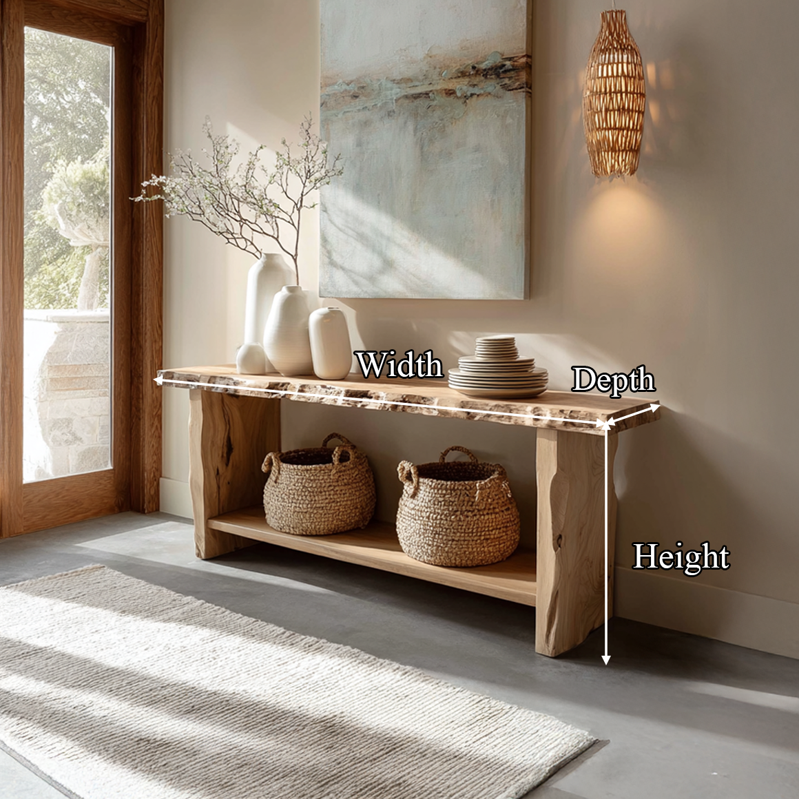 Rustic Live Edge Console Table Dining Room Or Entryway SINLSACS260