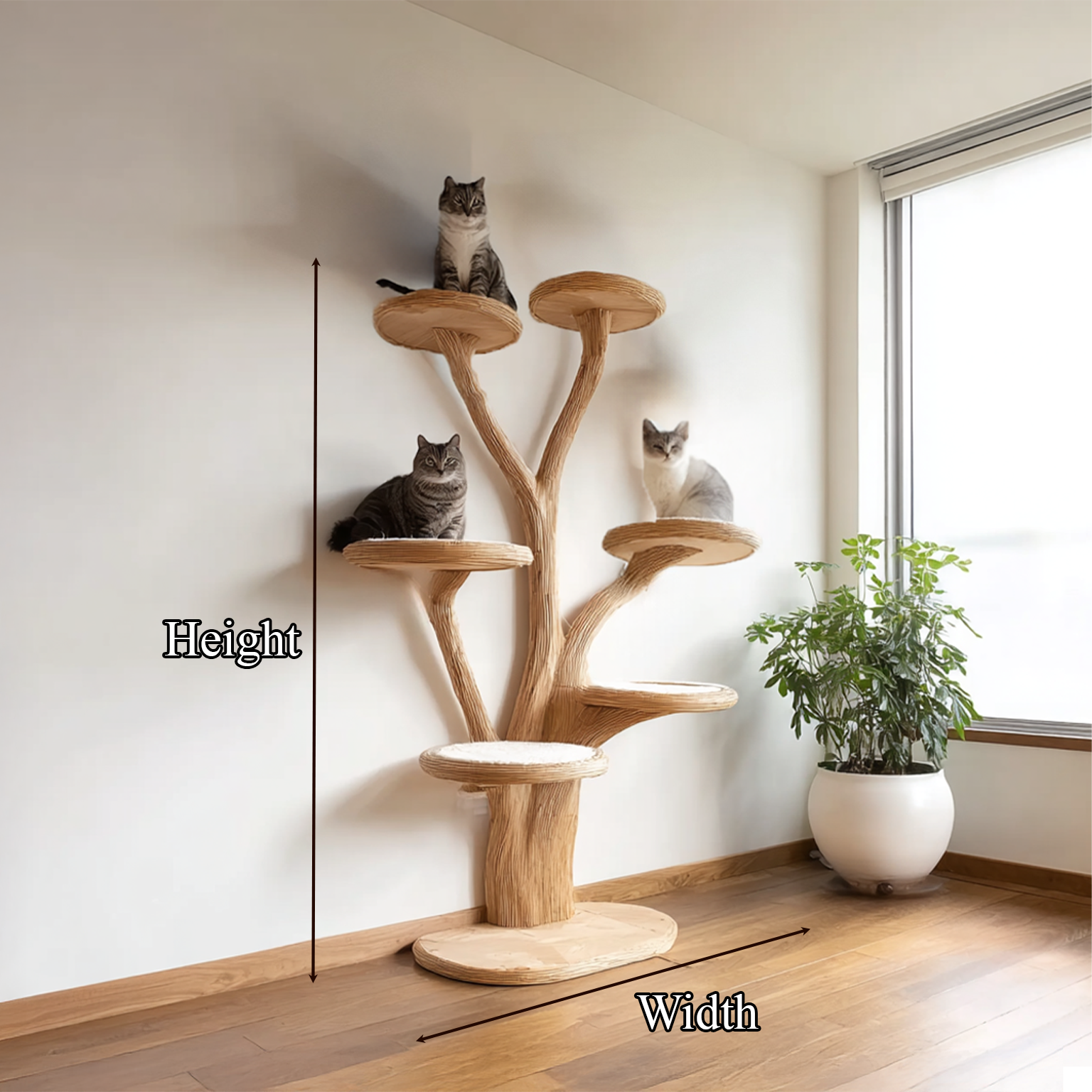 Mid Century Tree Cat Tower Family Room SINLSATT026