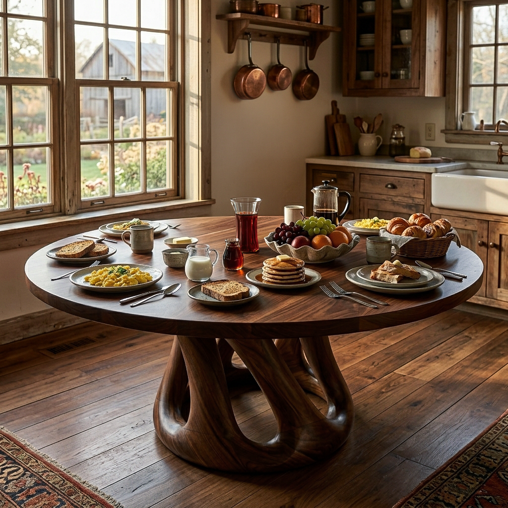 Modern Wooden Dining Table With Pedestal Base For Kitchen RTTHTTDN056