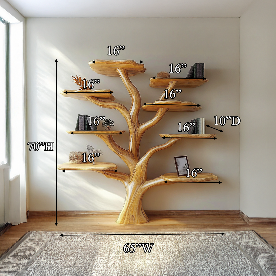 Rustic Mushroom Branch Bookshelf Living Room Or Dining Room SINLSATB452