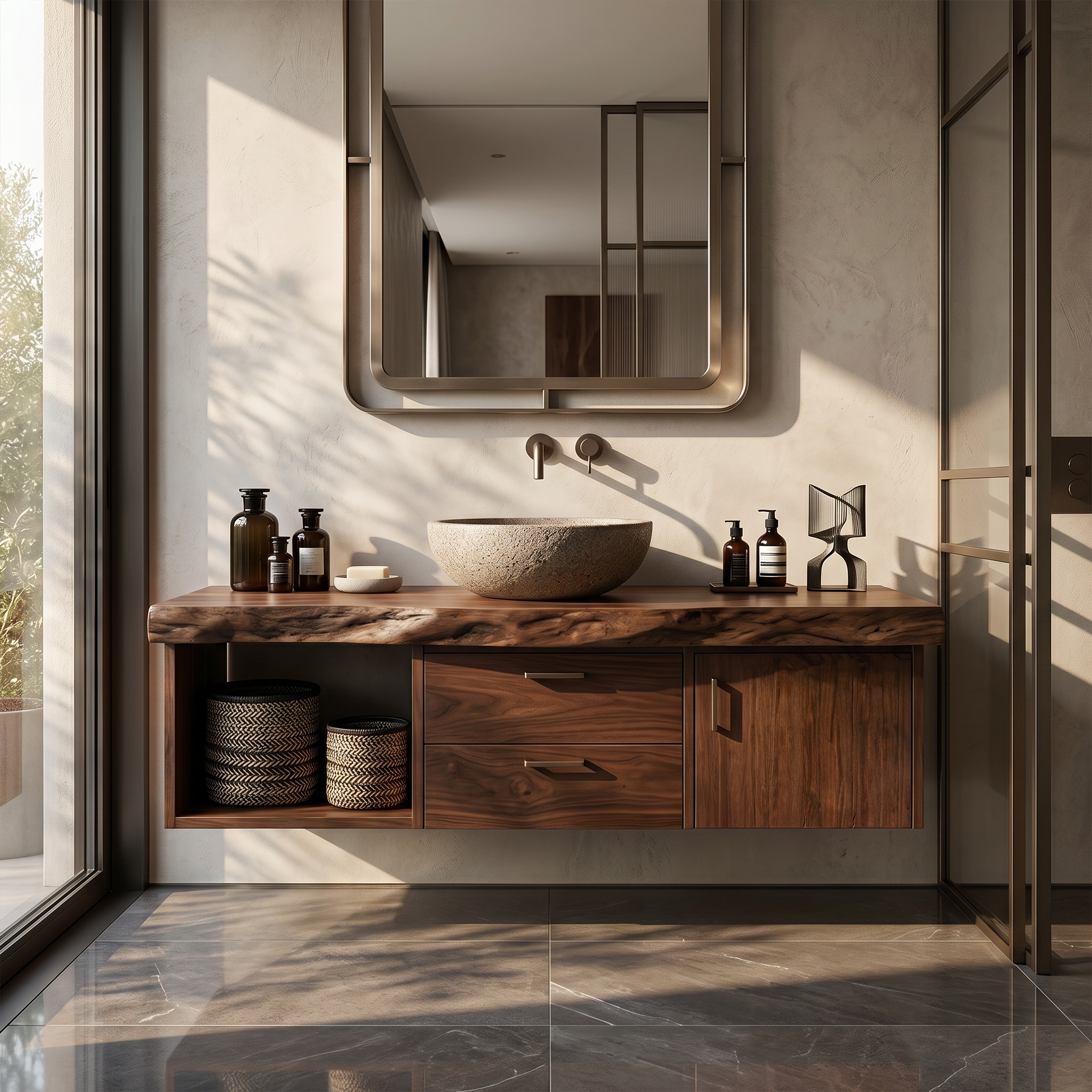 Scandinavian Wood Vanity Boutique Hotel Bathroom SILDTTRBRV186