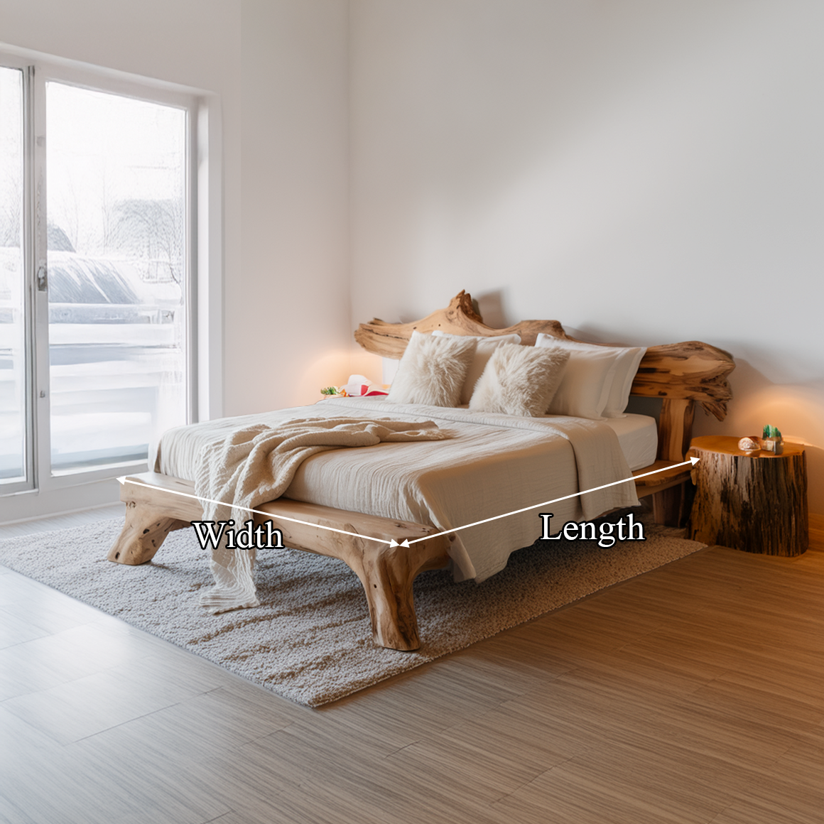 Rustic Platform Bed Organic Bedroom Modern Style SINLSAWB066