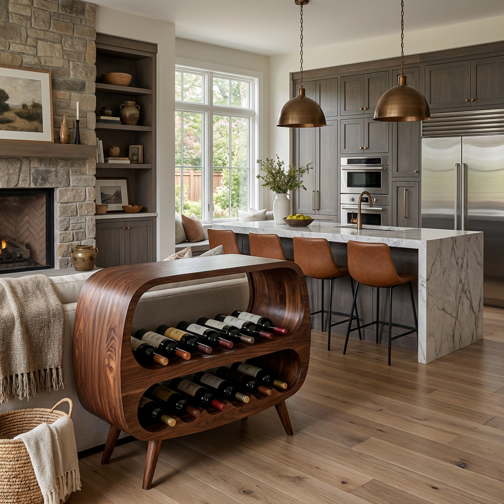 Functional Wine Storage With 2 Tiers For Bar Corner RTTHTTBCA040