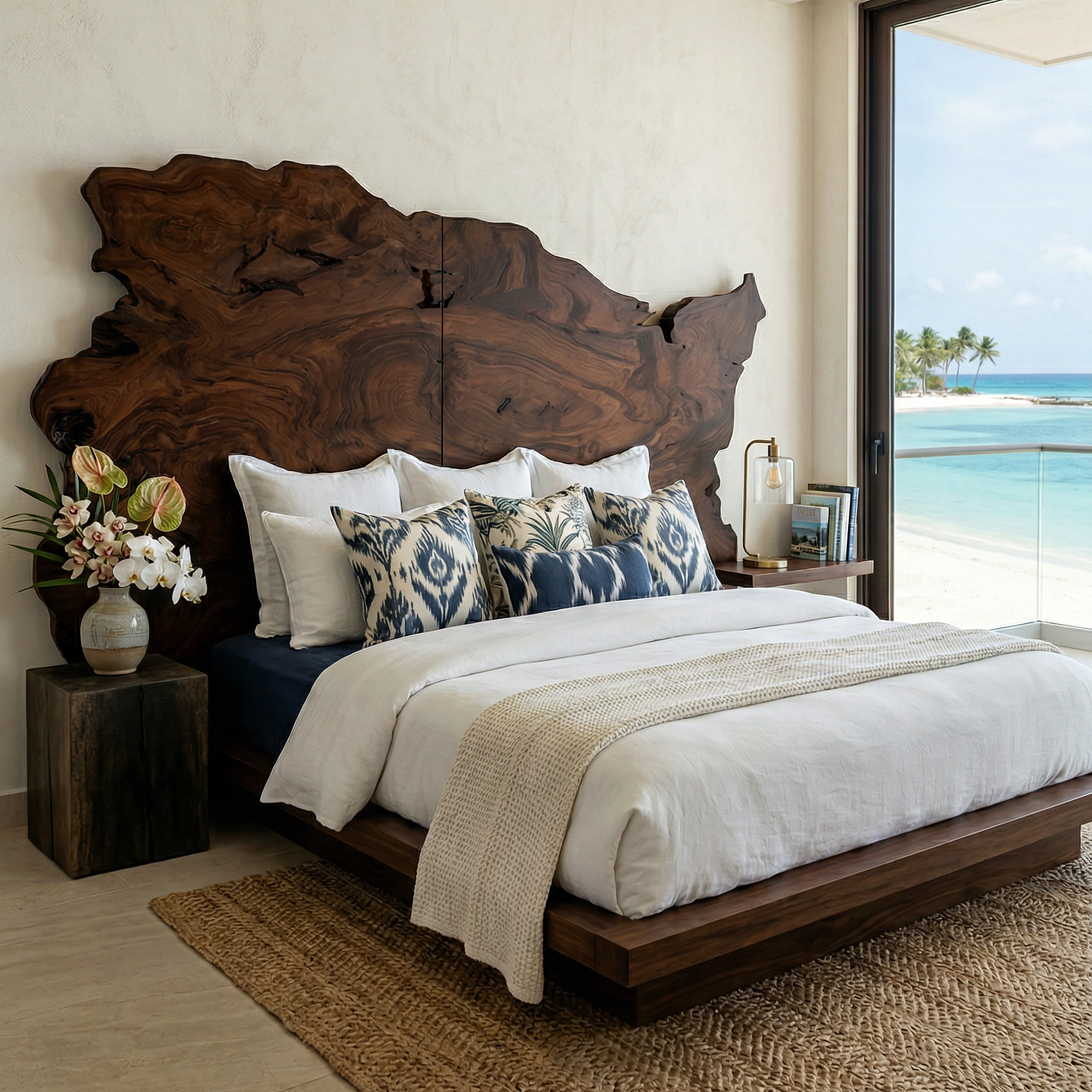 Organic Natural Wood Headboard For Minimalist Japandi Bedroom Design SILDTTRHB002