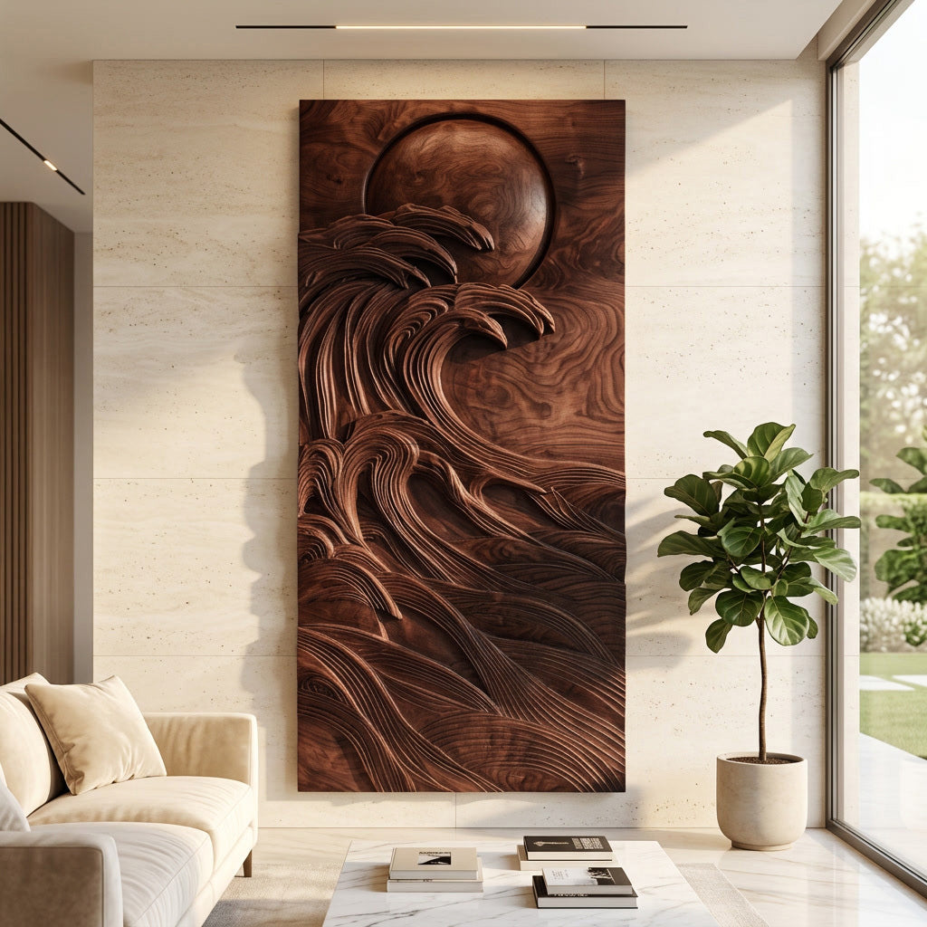Modern Coastal Ocean Wave Wood Wall Art For Home Decor RTTHHNWA189