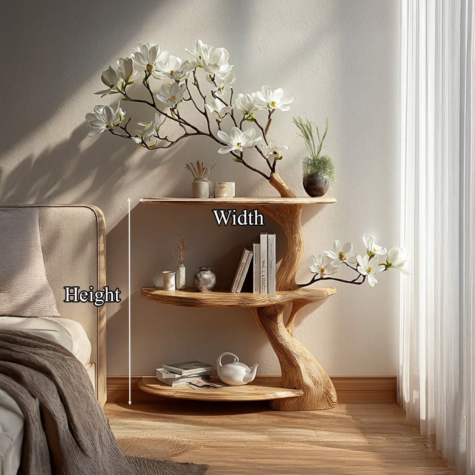 Rustic Tree Nightstand Bedroom SINLSABT007