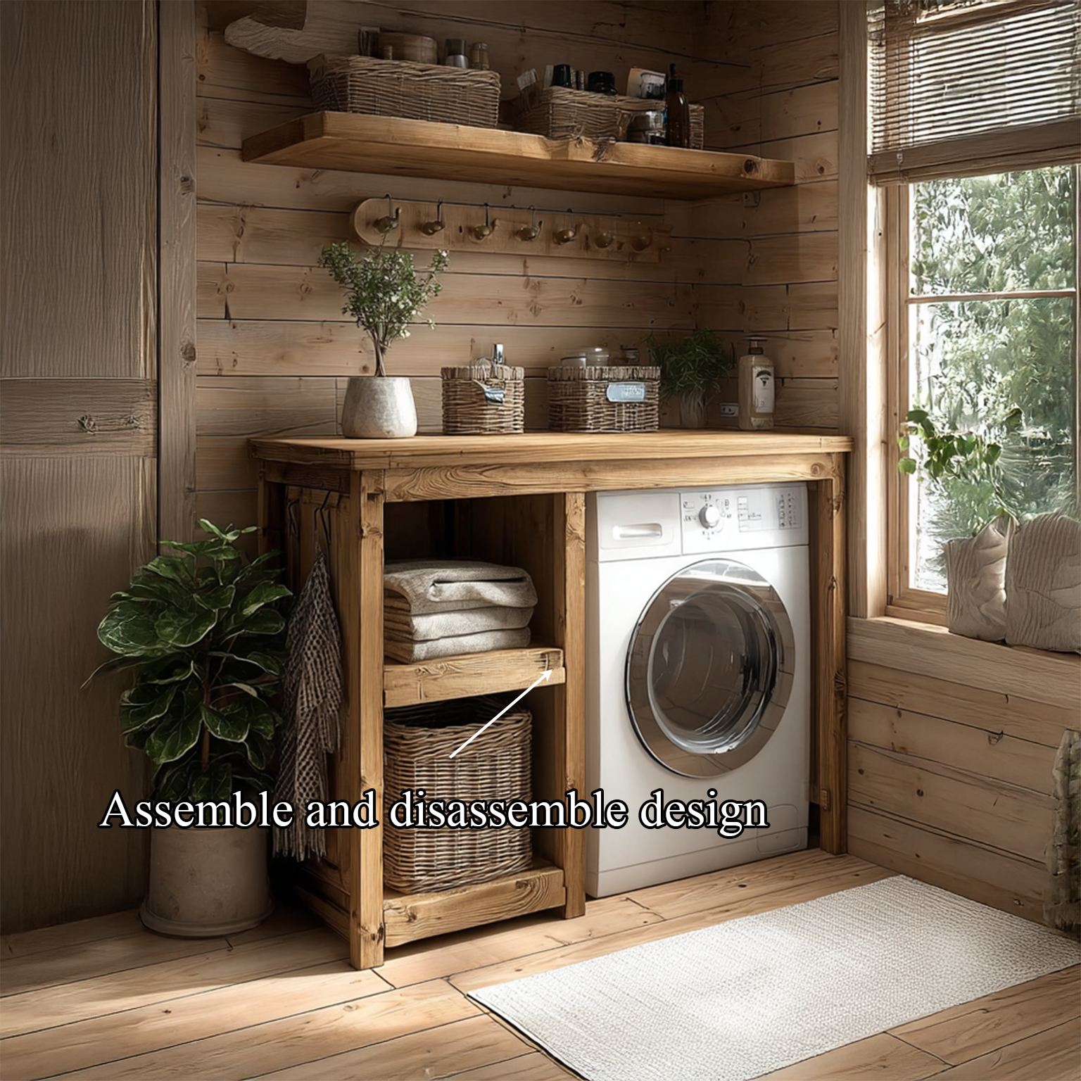 Laundry Cabinet Solid Wood Rustic Utility Gift SINLSALN002
