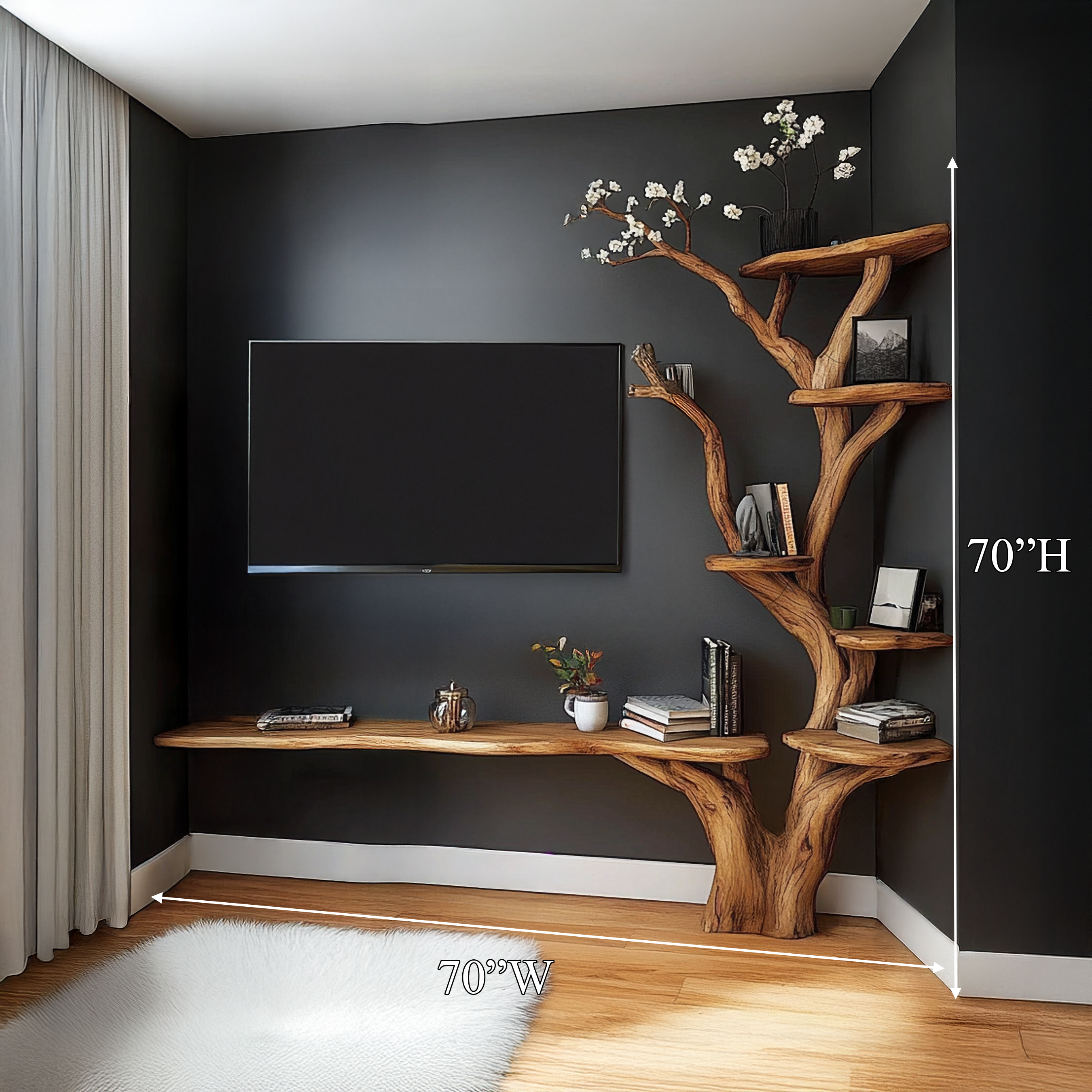 Modern Sculptural Tree Wall Mounted Desk For Living Room SINLSATB632