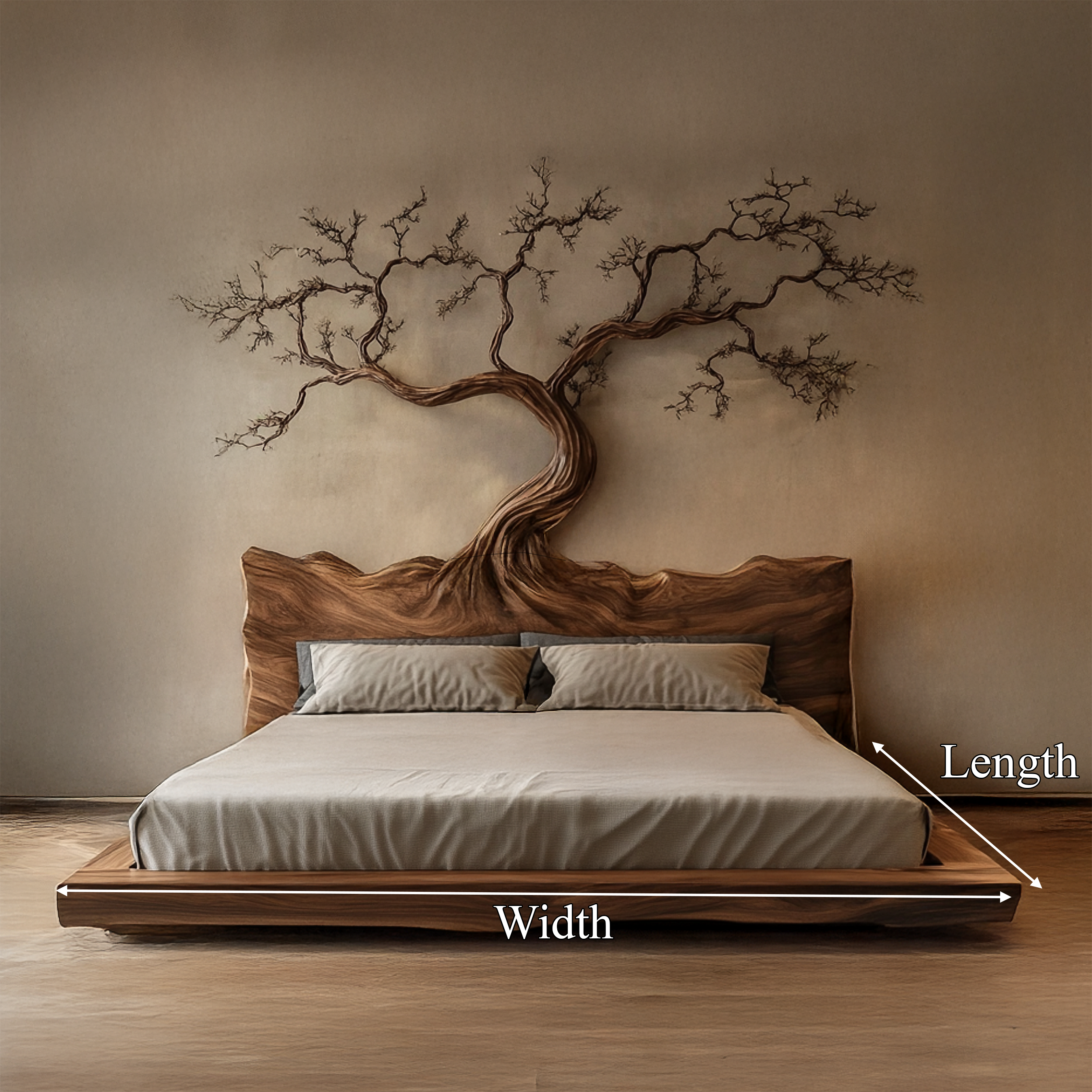 Rustic Bedroom Wooden Platform Bed Frame SINLSAWB079