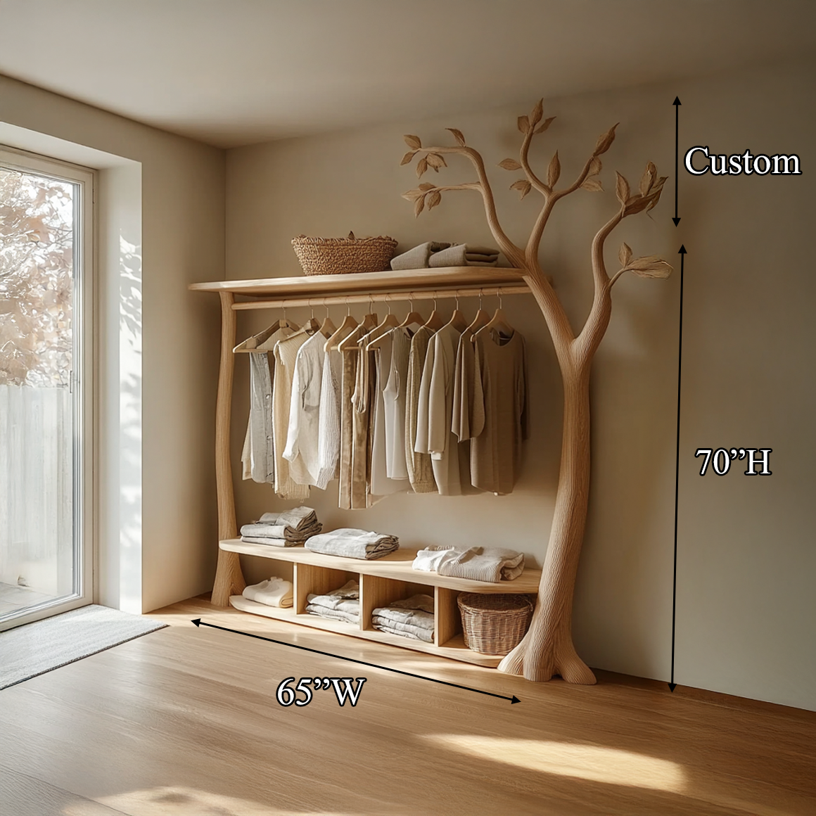 Rustic Tree Clothing Stand Bedroom Mudroom Entryway SINLSATCR040