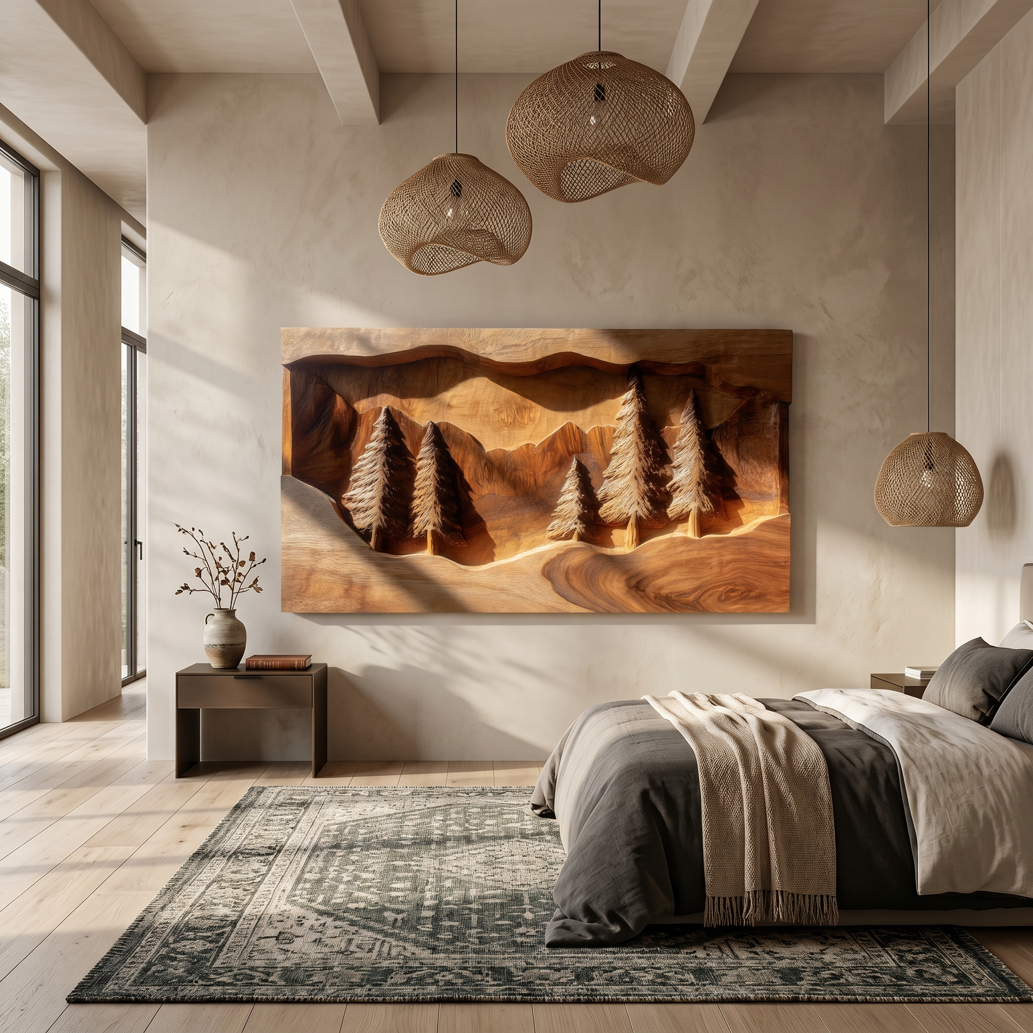 Rustic Mountain Forest Wood Wall Art Modern Cabin Interior Decor SILDTTRWA106