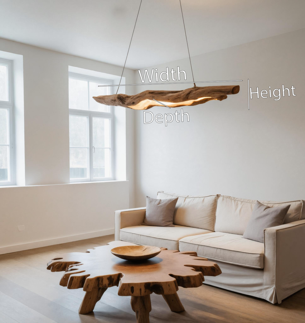 Live Edge Ceiling Light Pendant For Organic Modern Or Minimalist Interiors SITHHNLAM005