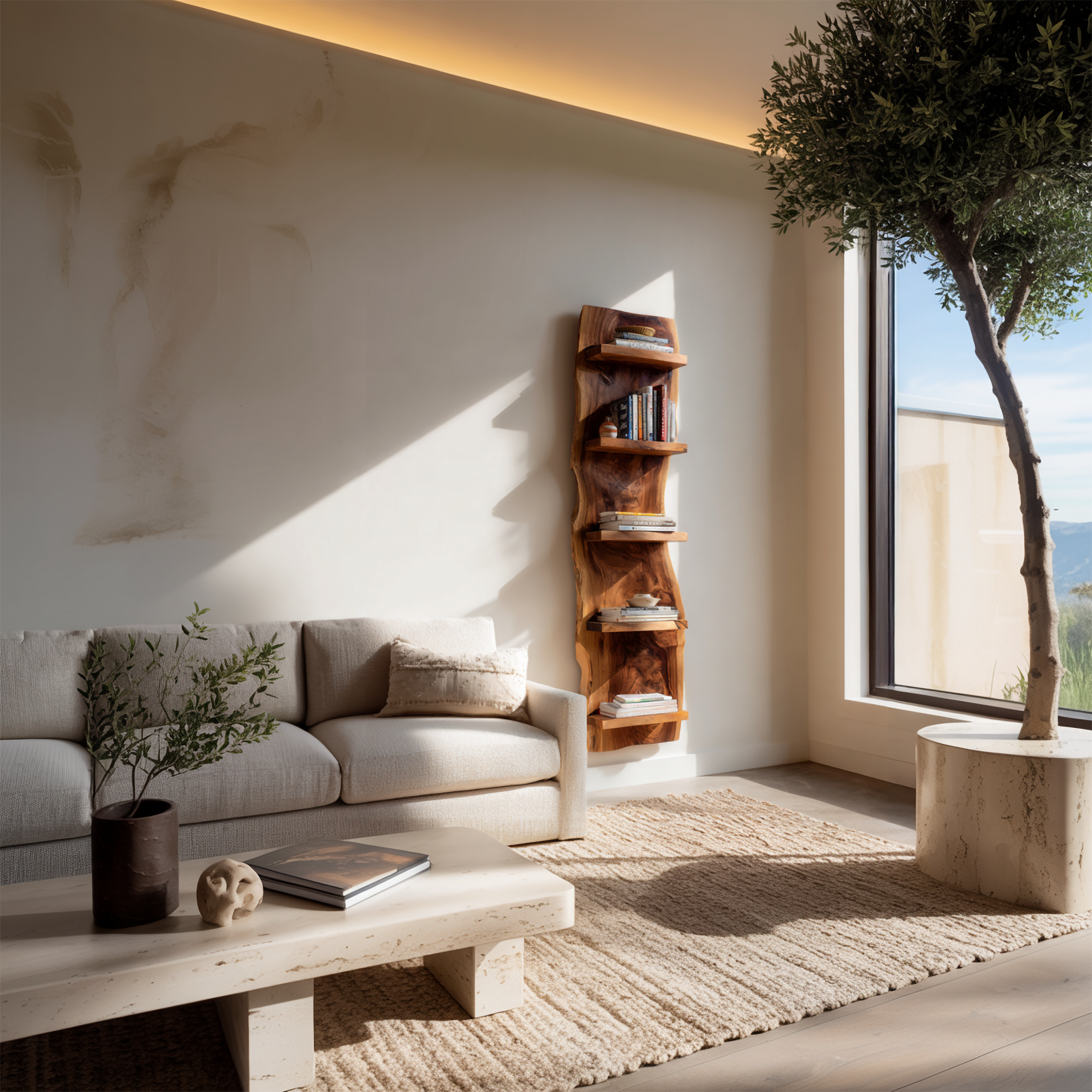 Organic Sculptural Accent Wall Bookshelf For Living Space SINLSAFL373