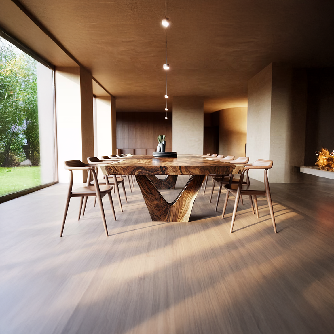 Rustic Sculptural Dining Table For Dining Room And Open Interior SINLSADT154