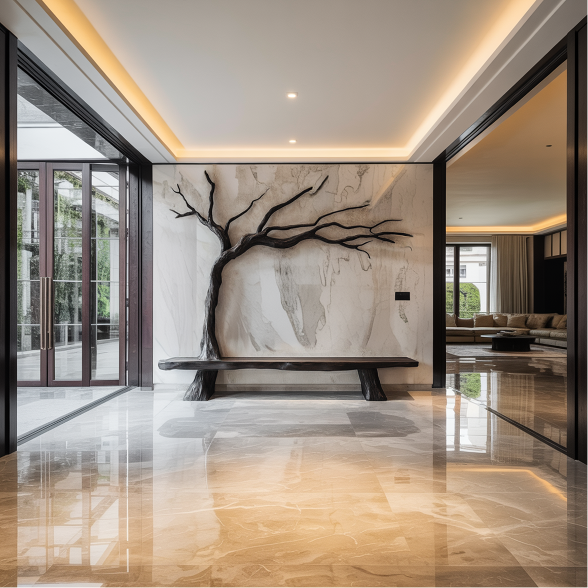 Rustic Tree Artistic Bench For Living Room And Hallway SINLSARS062