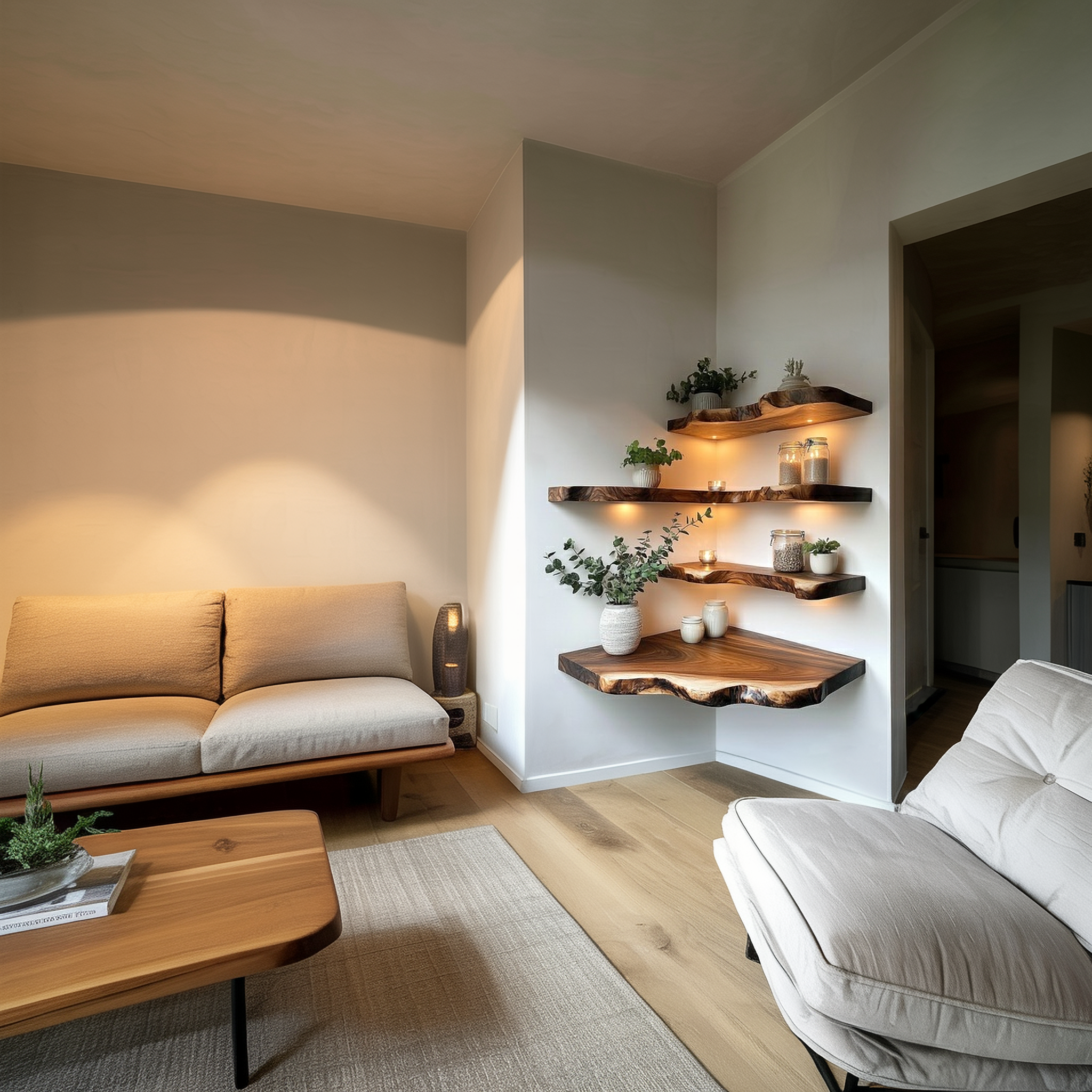 Rustic Organic Minimal Wall Shelf For Living Room And Apartment SINLSAFL453