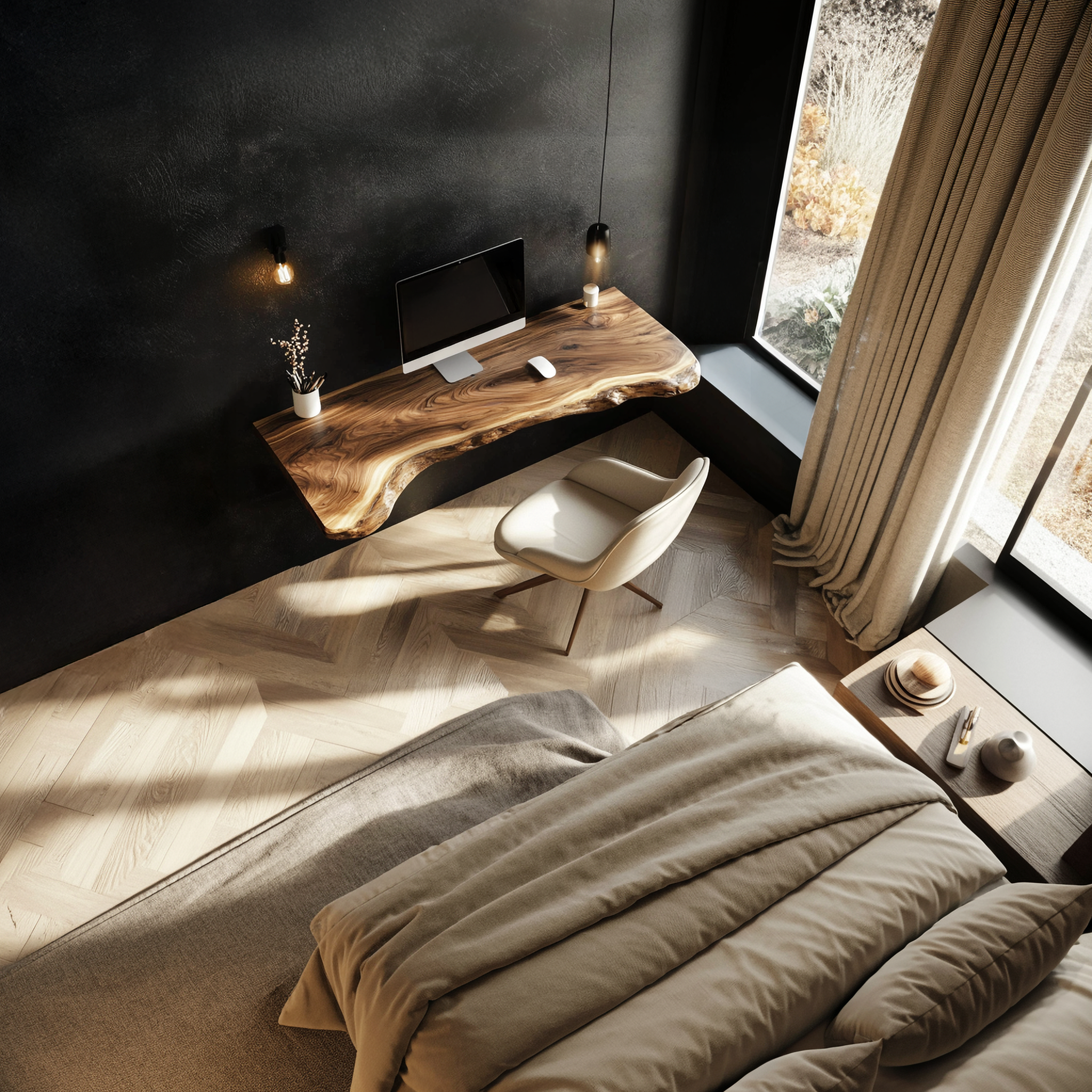 Rustic Wall Mounted Desk For Home Office And Small Room SINLSAFL459