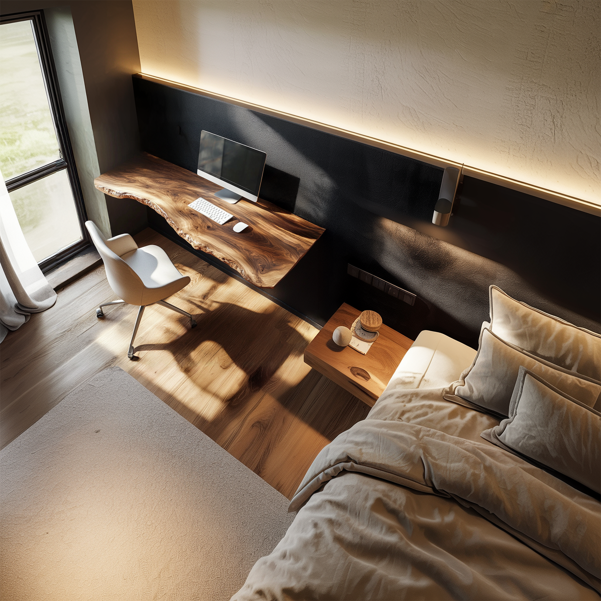 Rustic Wall Mounted Desk For Home Office And Minimal Interior SINLSAFL460