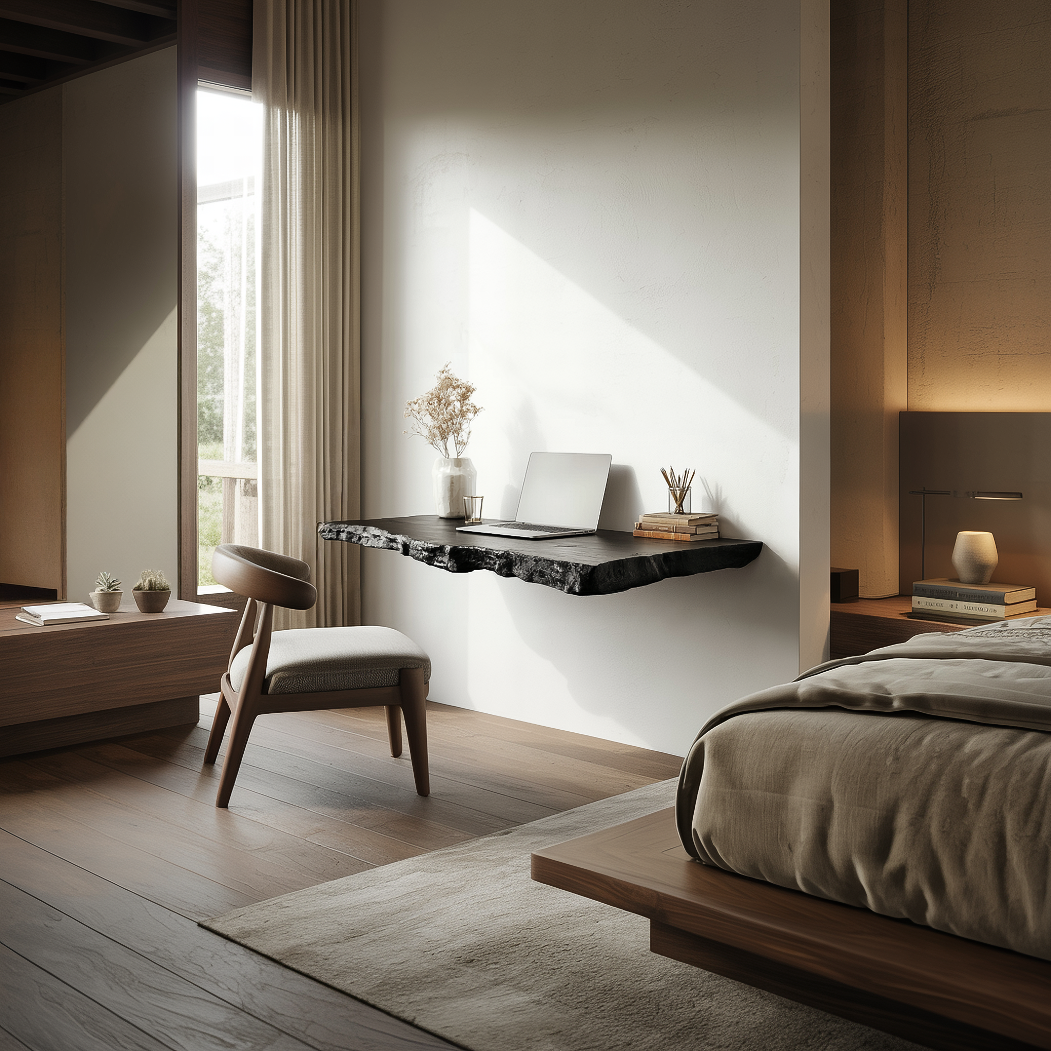 Rustic Work Floating Desk For Bedroom And Compact Workspace SINLSAFL469