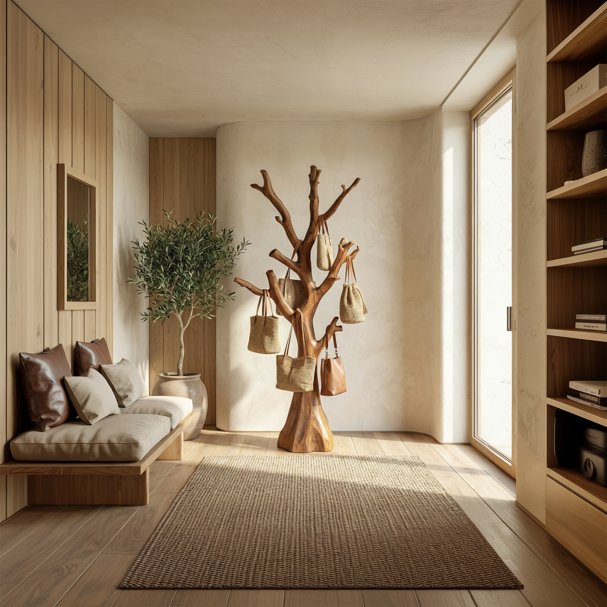 Rustic Tree Form Coat Stand For Hallway And Living Room SINLSATCR100