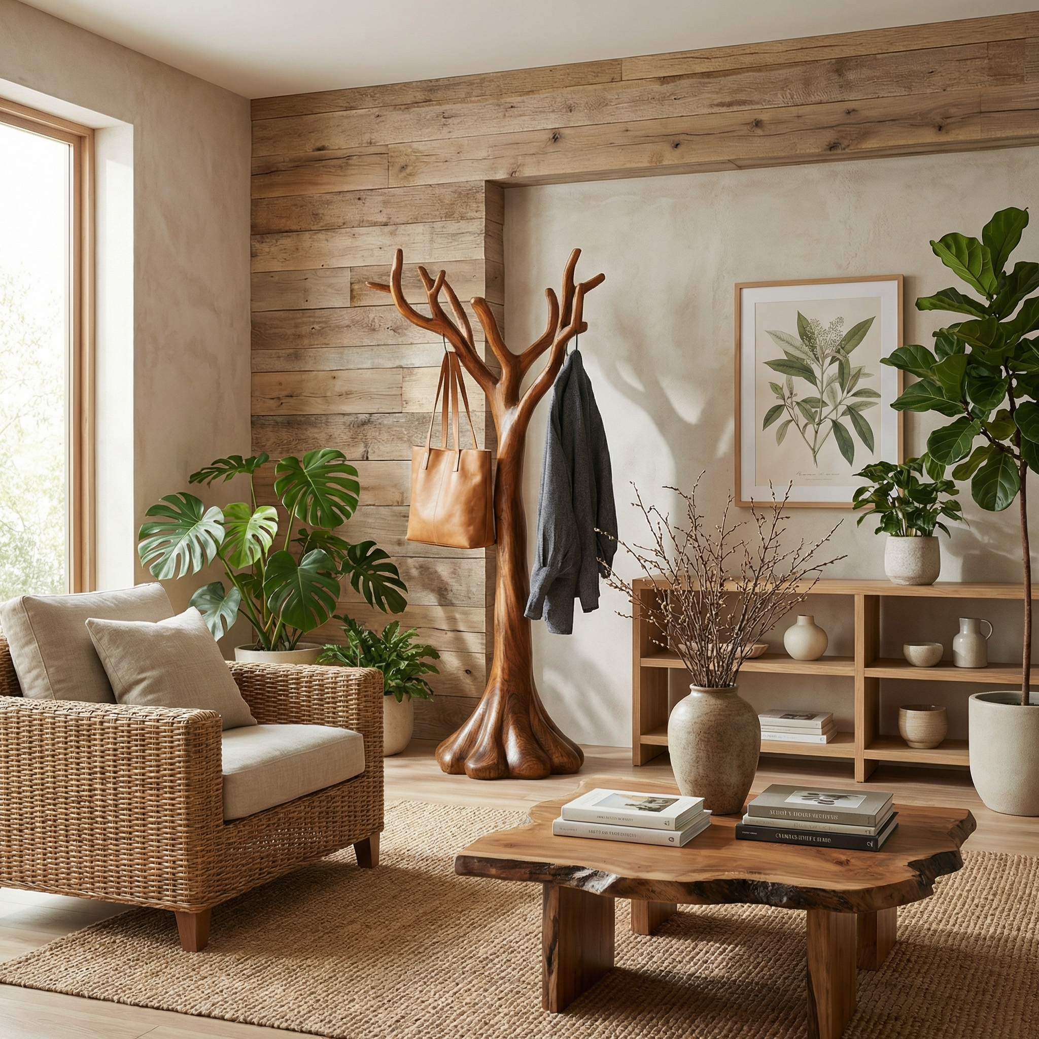 Rustic Sculptural Entryway Coat Rack For Living Room And Lounge SINLSATCR101