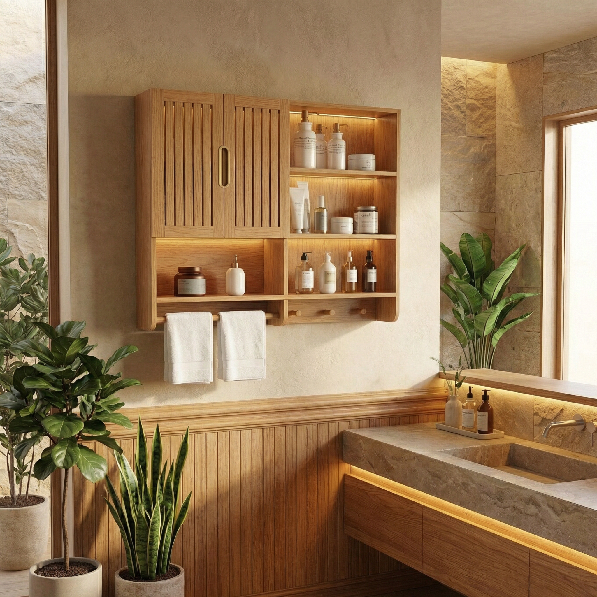 Modern Spa Bathroom Storage Cabinet For Bathroom And Vanity Wall SINLSABCT007