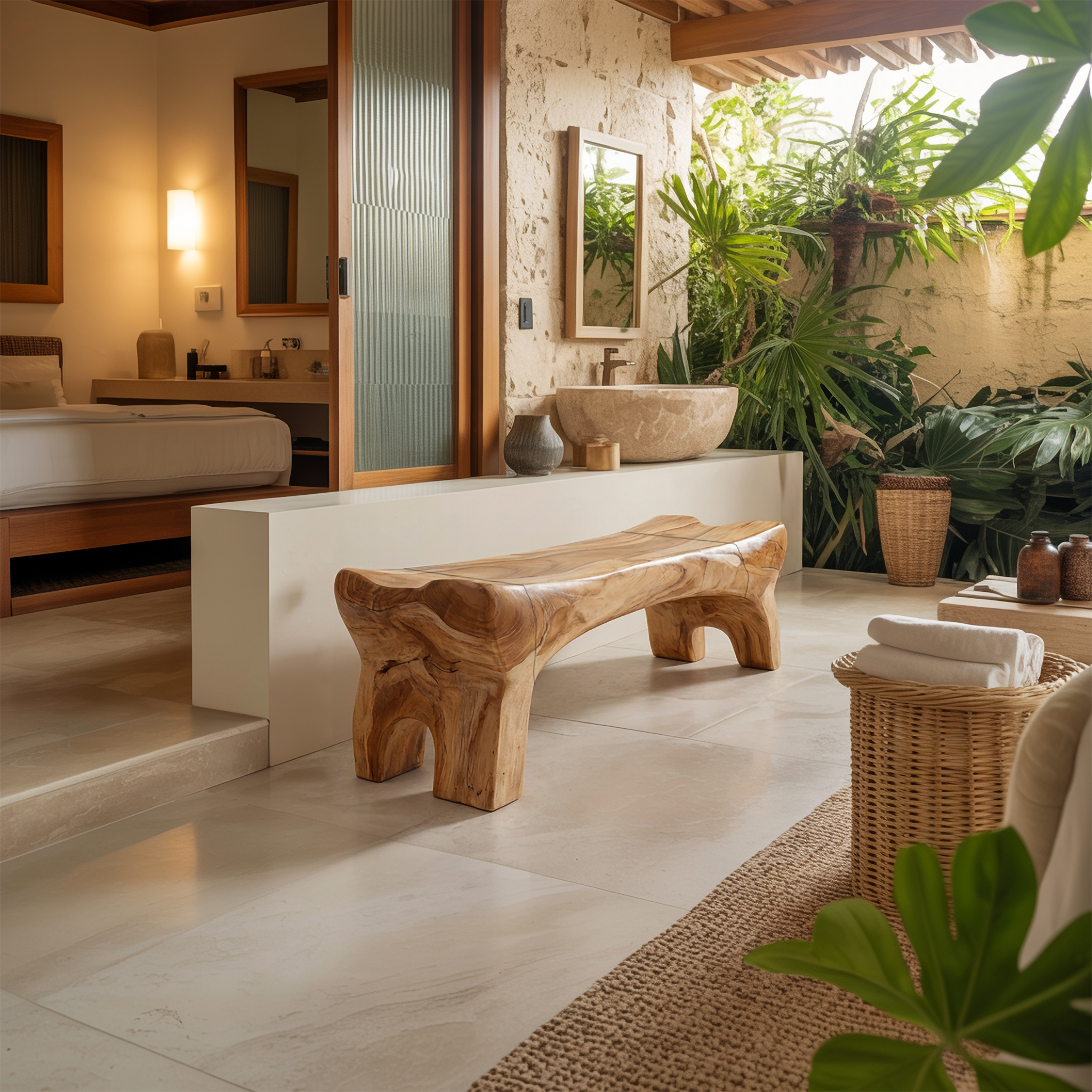 Modern Sculptural Bathroom Bench For Bathroom And Spa Interior SINLSARS084