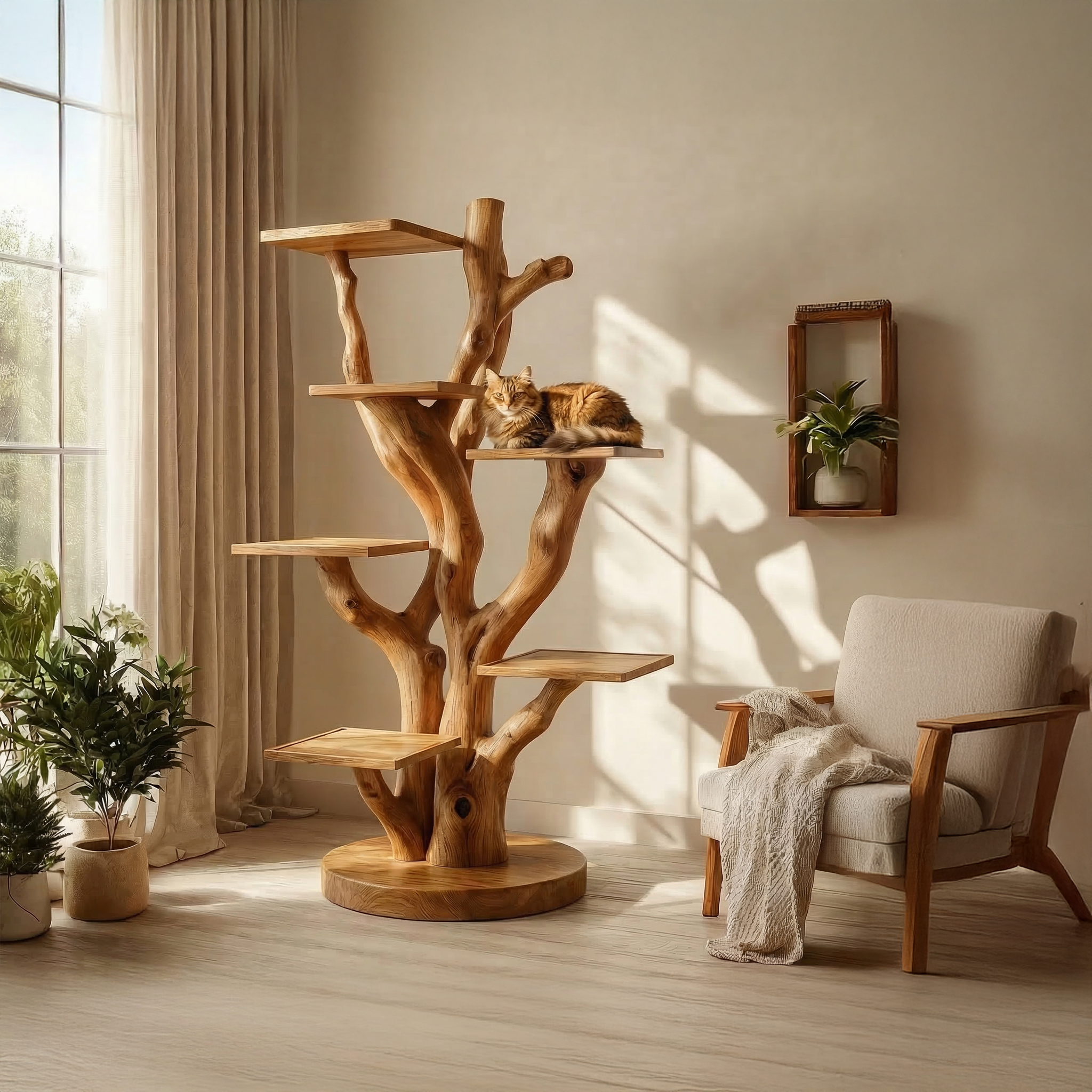 Rustic Cat Climbing Tree For Living Room Or Pet Space SINLSATT130
