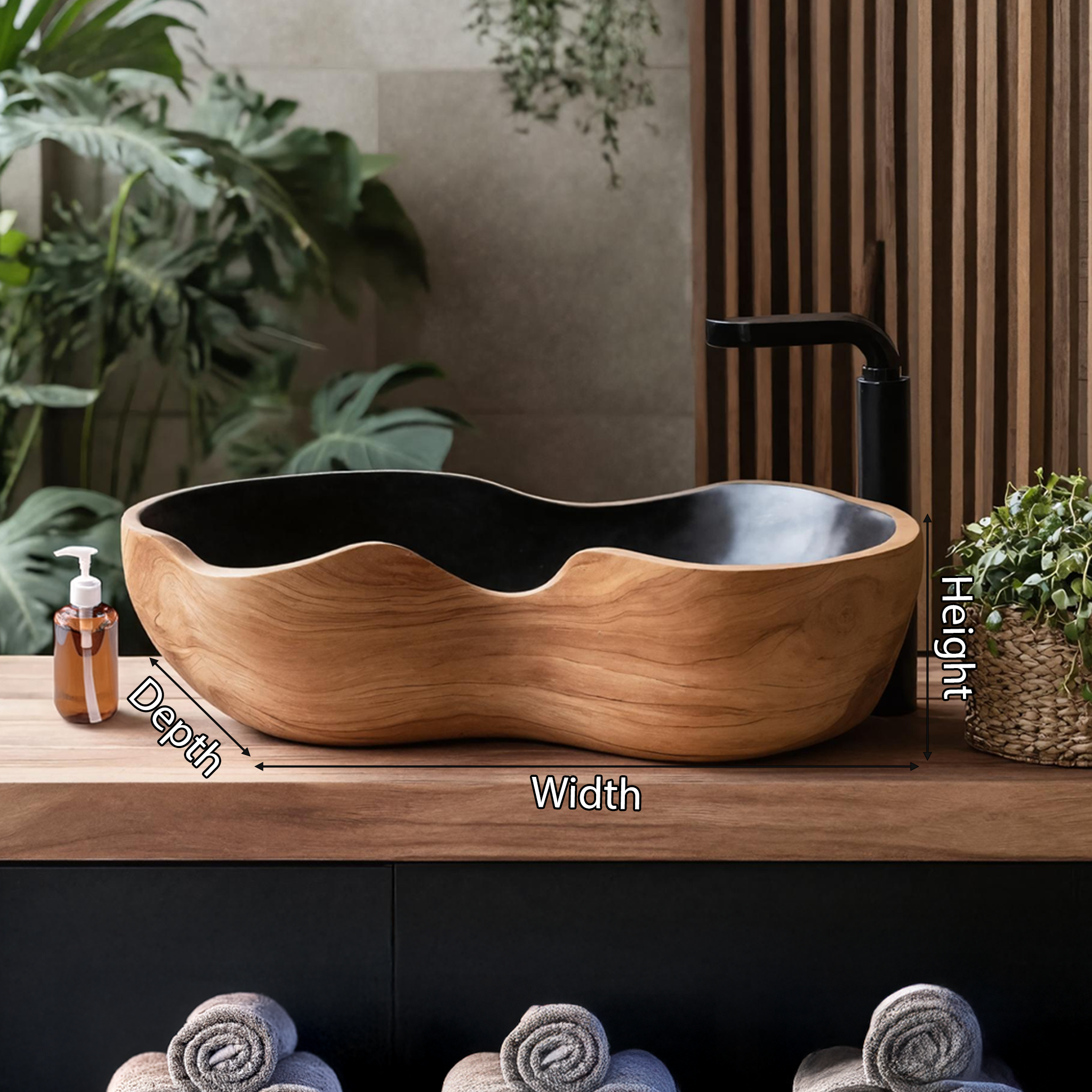 Mid Century Handcrafted Wood Wash Basin For Bathroom Use SILDTTNVS005