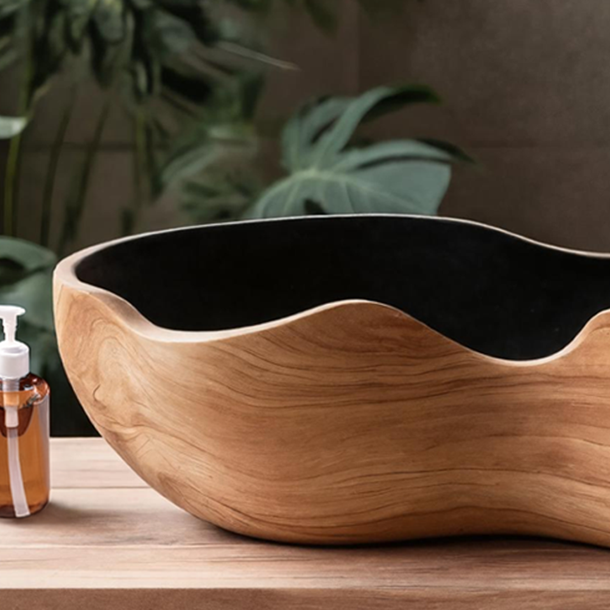Mid Century Handcrafted Wood Wash Basin For Bathroom Use SILDTTNVS005