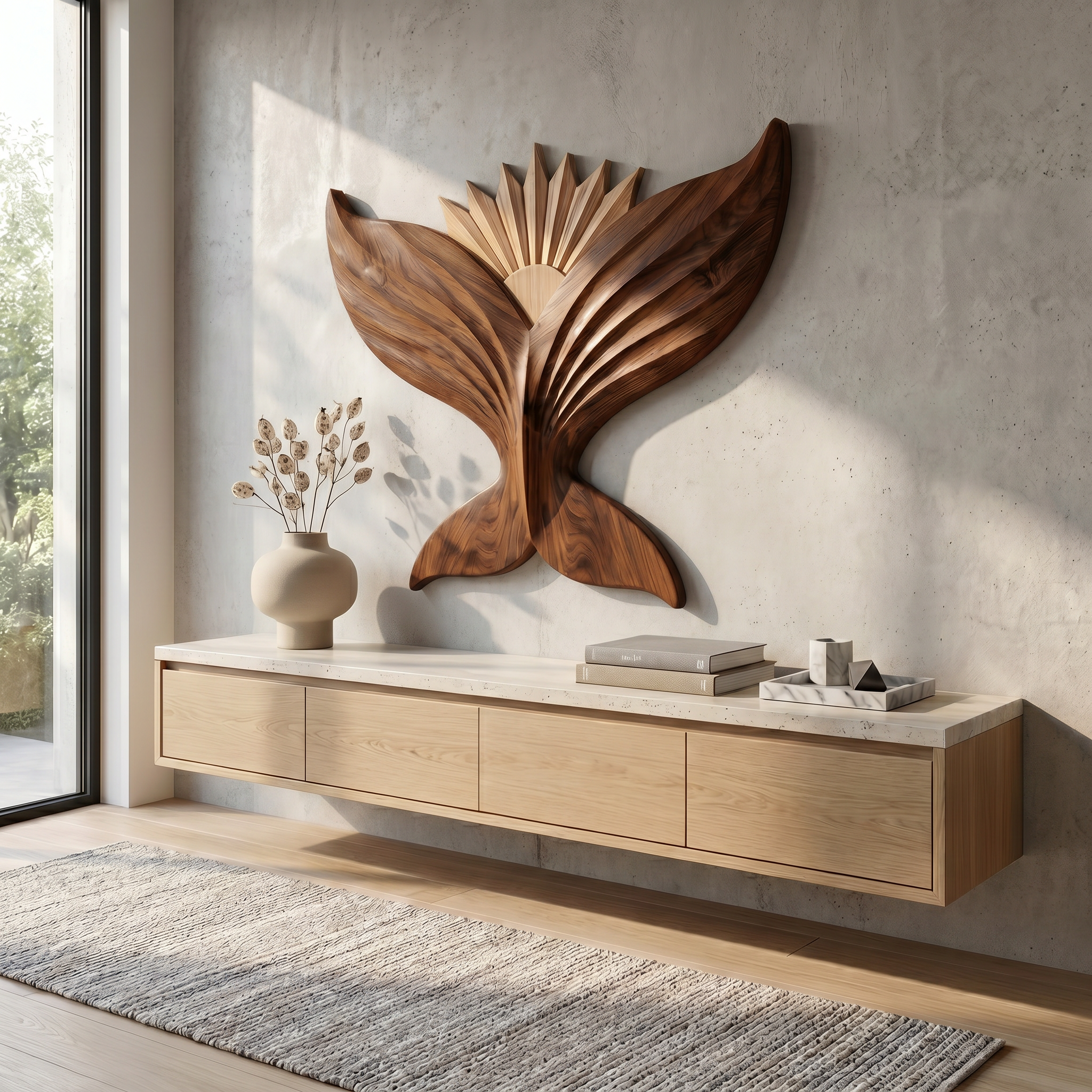 Sculptural Eagle Wooden Wall Art For Living Room And Entryway SINLSAWD086